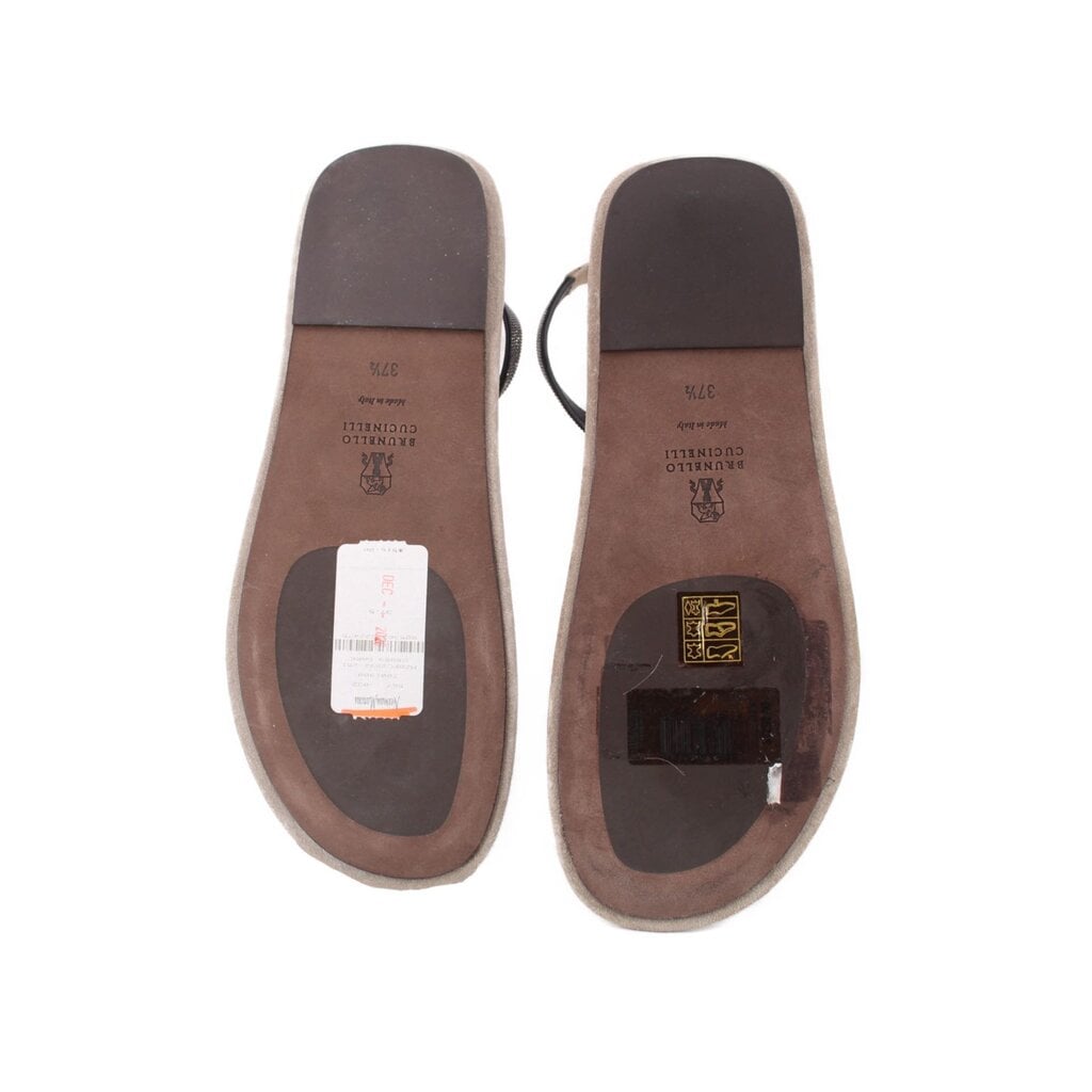 Brunello Cucinelli SUEDE SANDALS GRAY 37.5 EU | 7.5 US