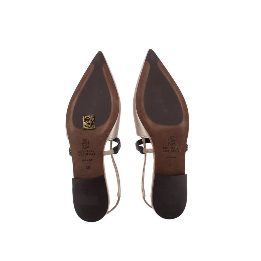 Brunello Cucinelli LEATHER SANDALS GRAY 38 EU | 7.5 US