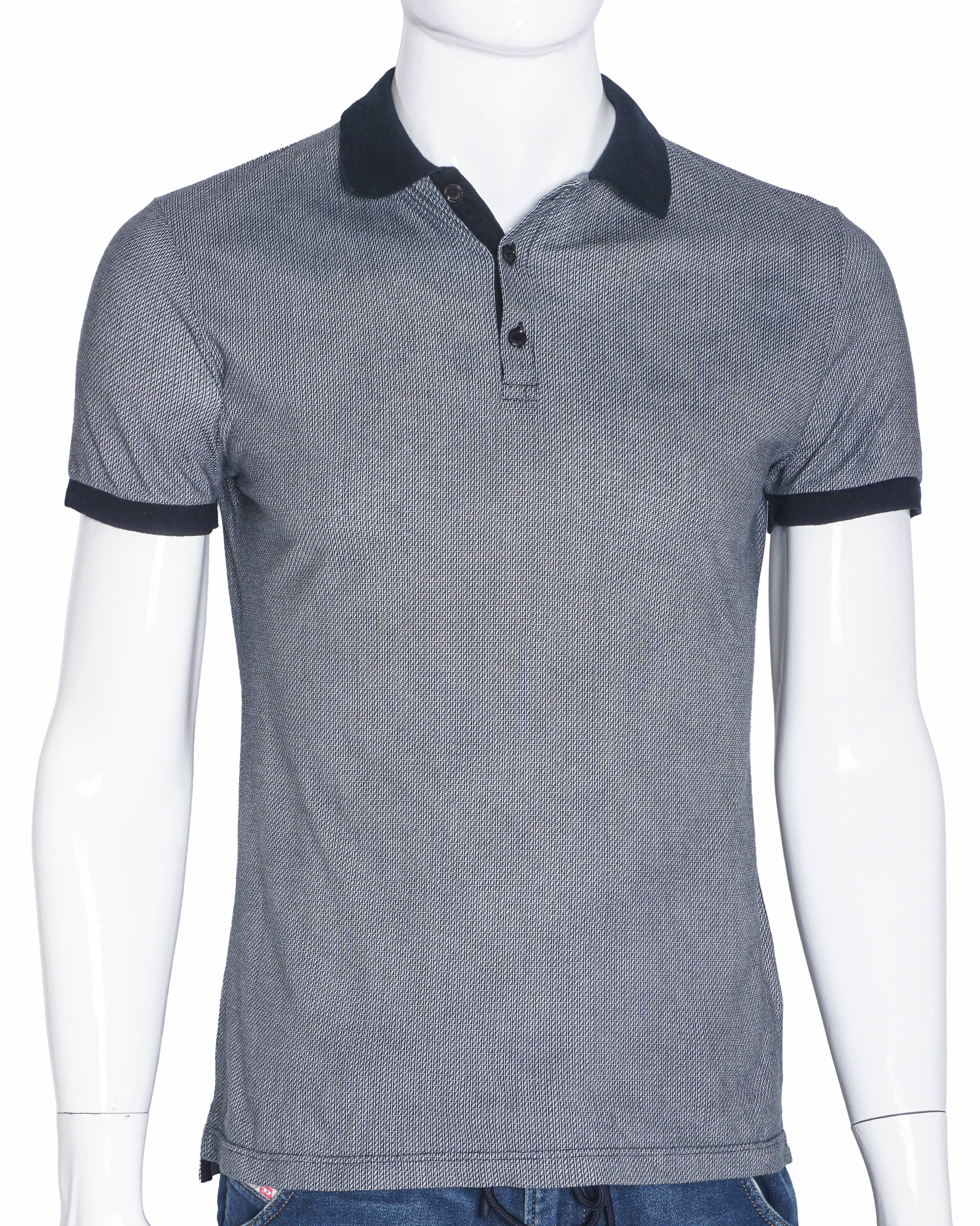 Fendi Men's Mincro Monogram Polo T - shirt In Black & White