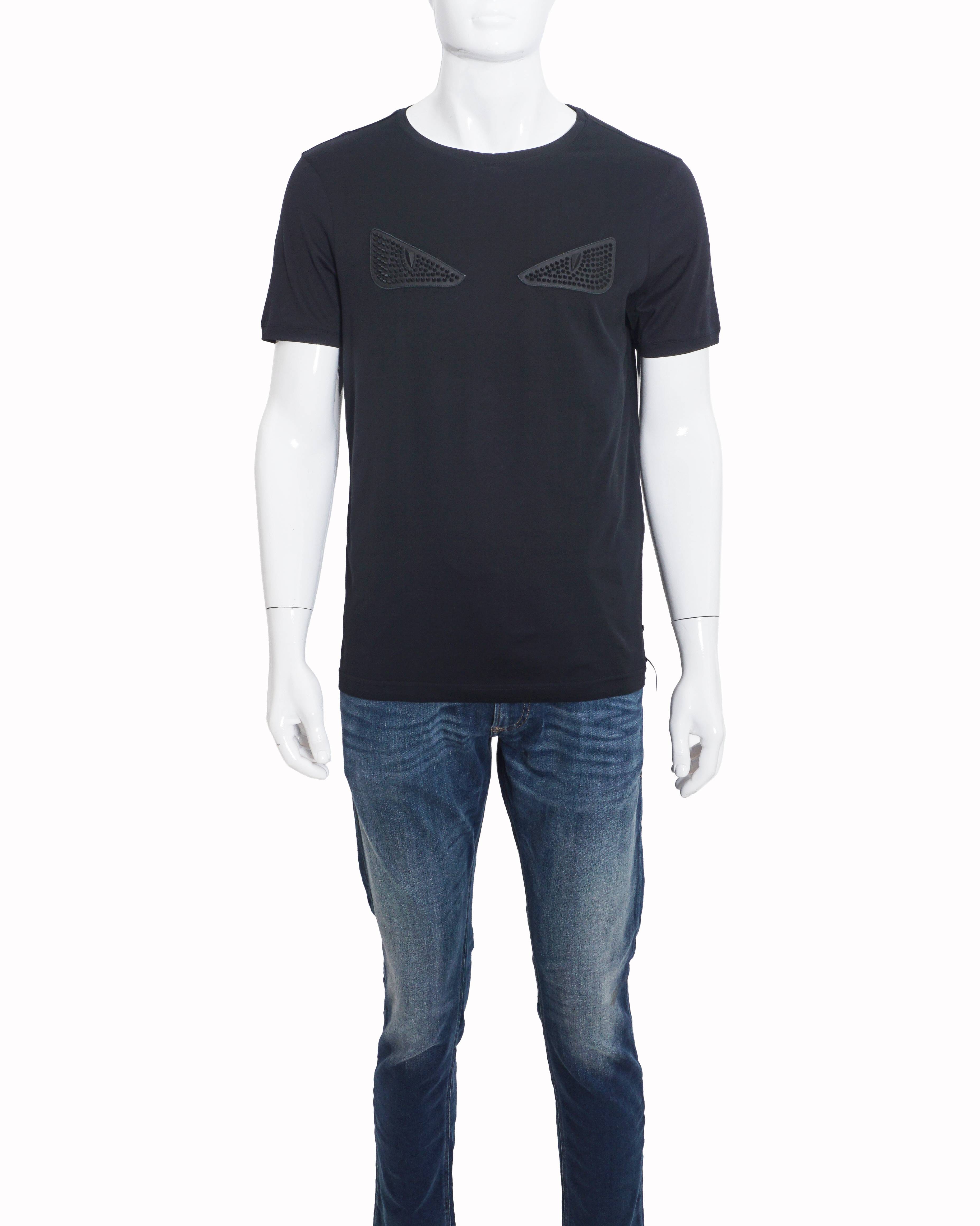 Fendi Black Studded Monster Eye Men's T - Shirt