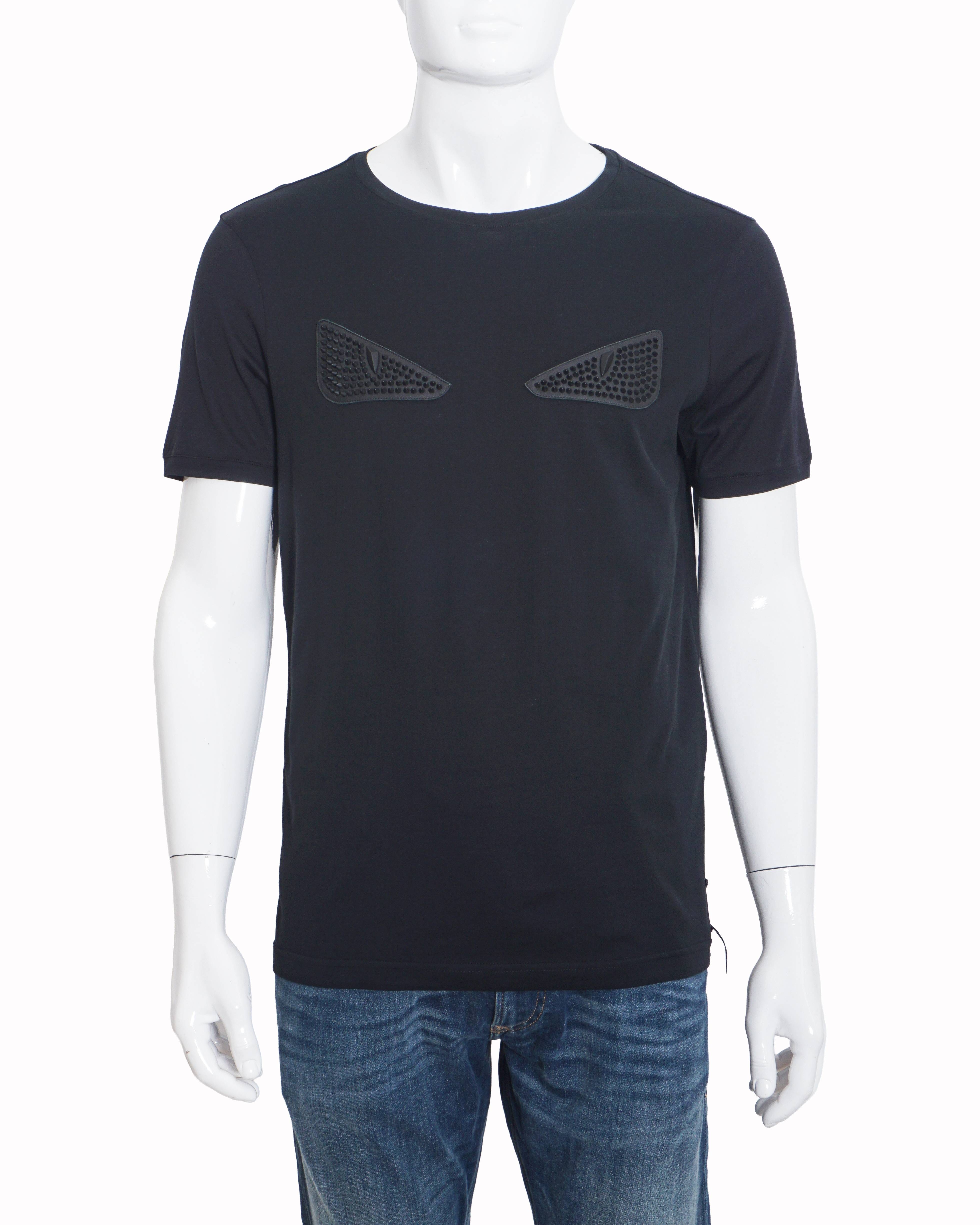 Fendi Black Studded Monster Eye Men's T - Shirt