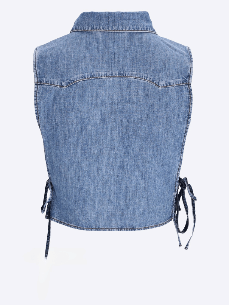 MIU MIU Cropped chambray tie shirt