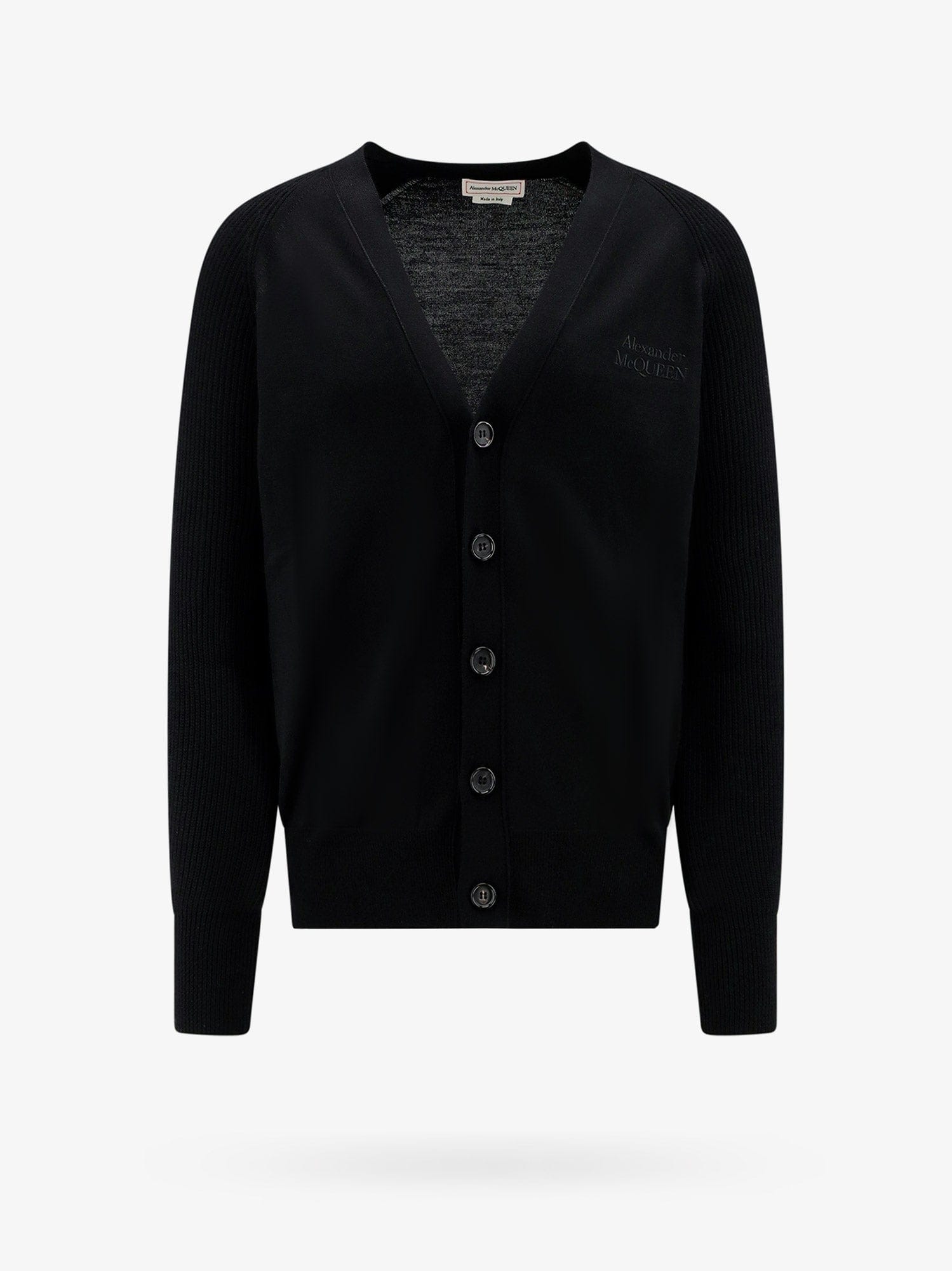 Alexander McQueen Wool cardigan with logo embroidery