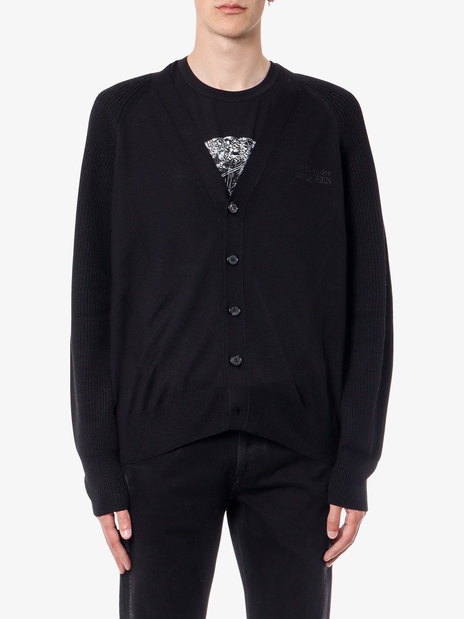 Alexander McQueen Wool cardigan with logo embroidery