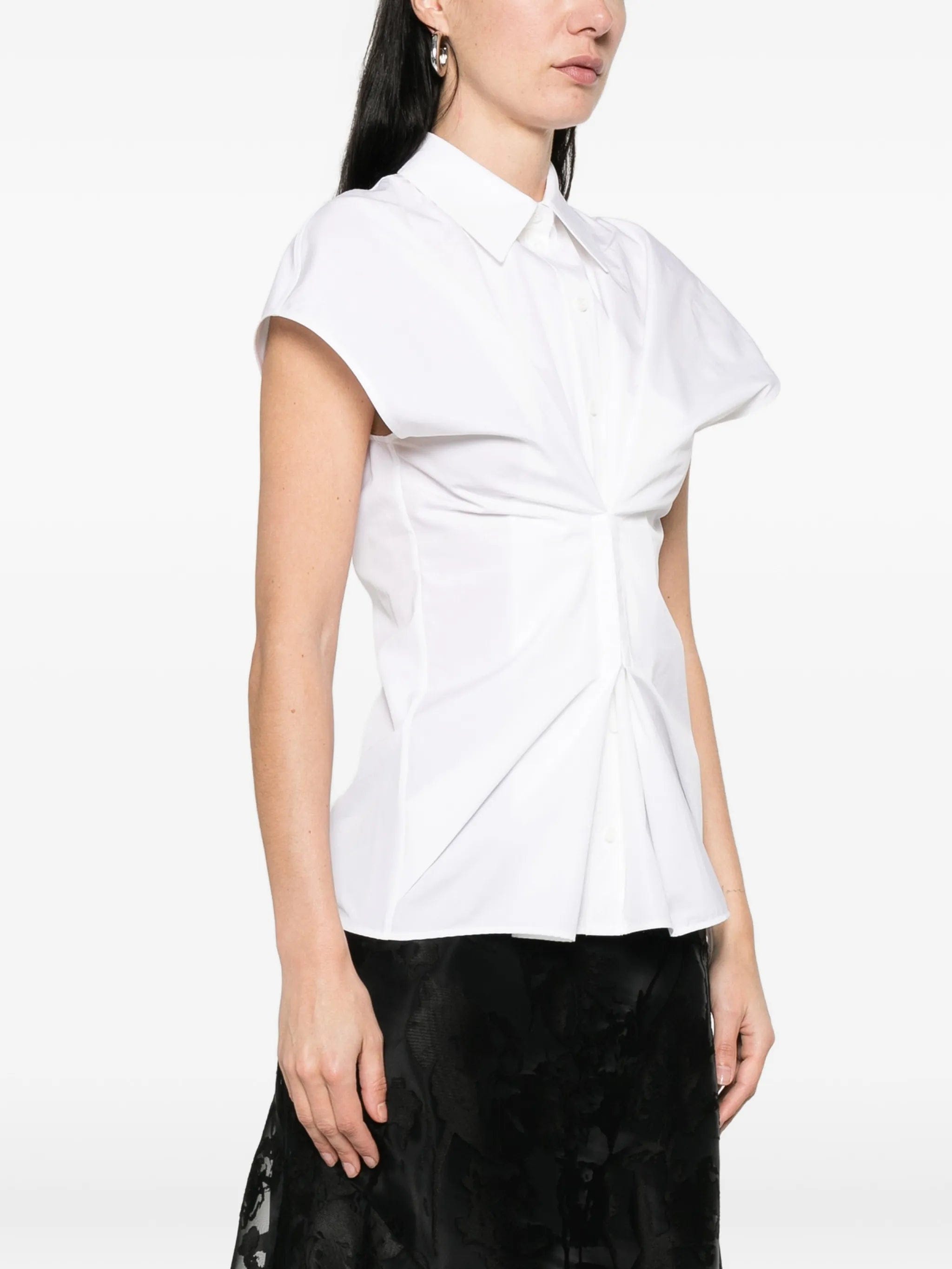 Alexander McQueen gathered short - sleeved shirt