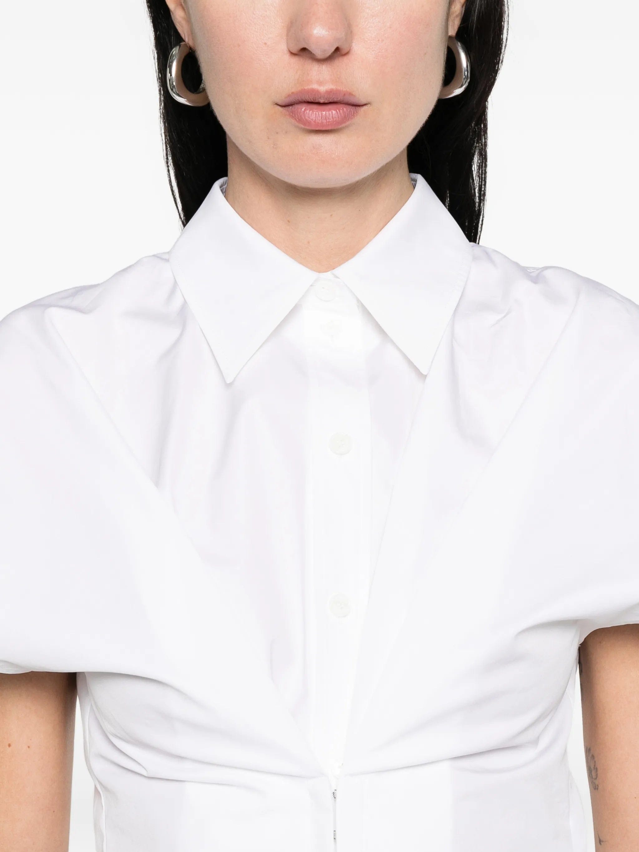 Alexander McQueen gathered short - sleeved shirt