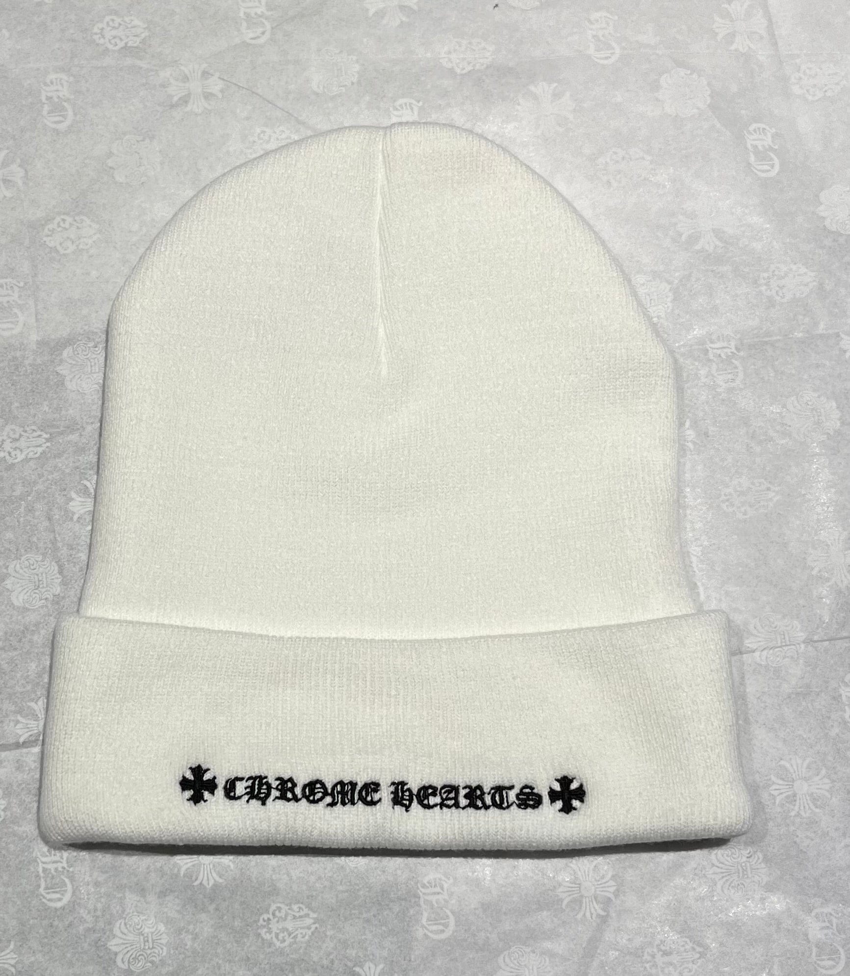 Chrome Hearts Beanie Chrome Hearts Logo White Black