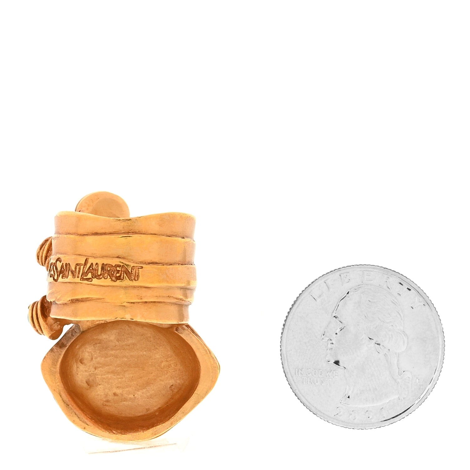 Saint Laurent Enamel Arty Ring 49 5 Gold Turquoise
