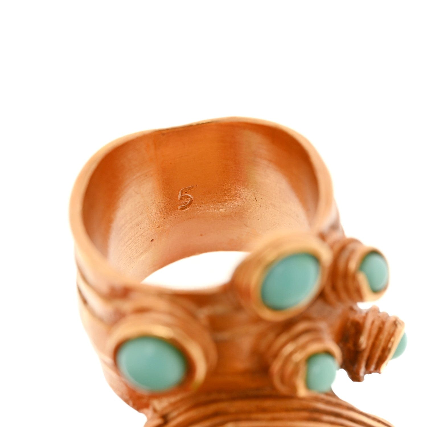 Saint Laurent Enamel Arty Ring 49 5 Gold Turquoise