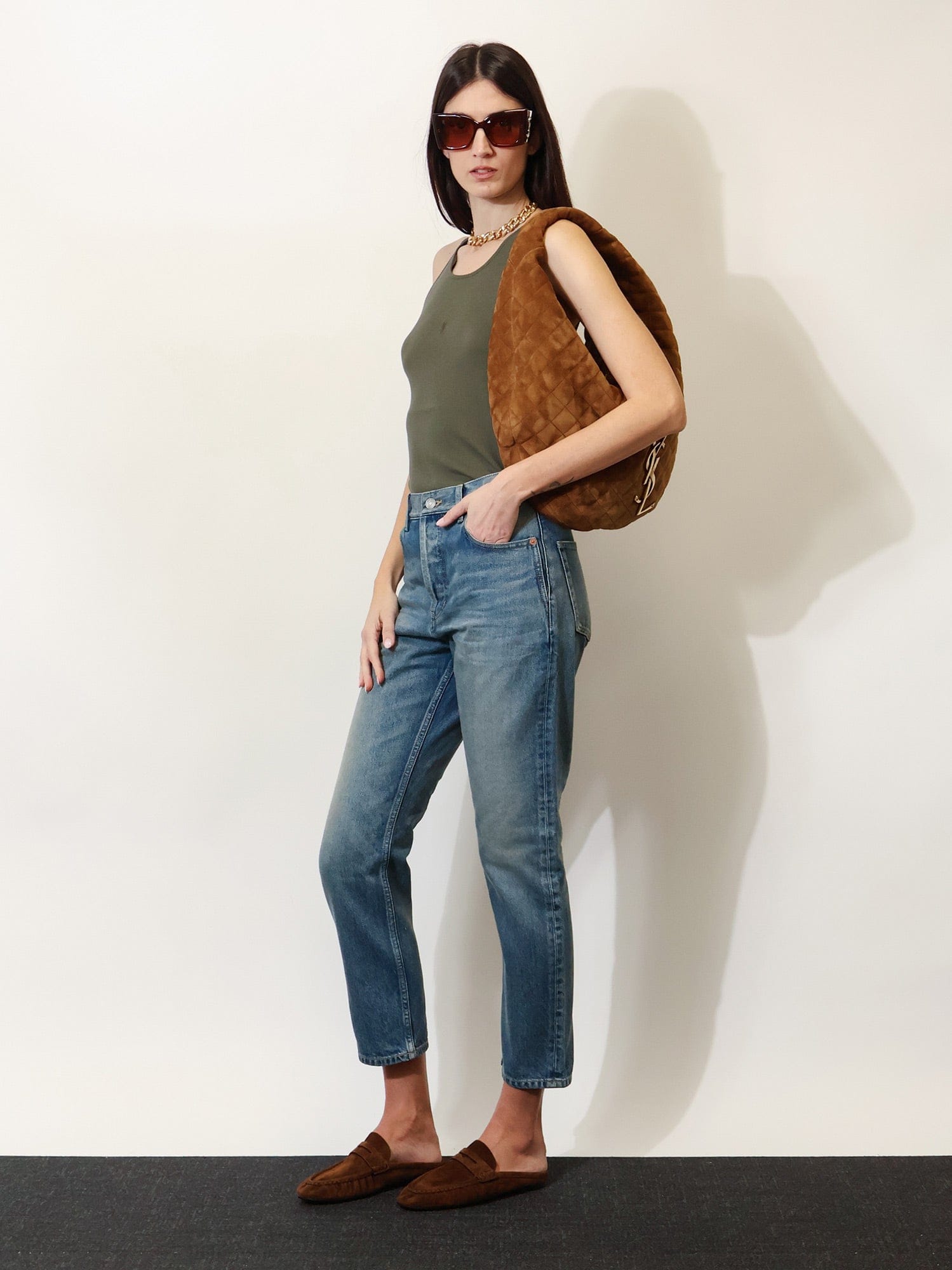 Saint Laurent Ankle midi blue denim jeans