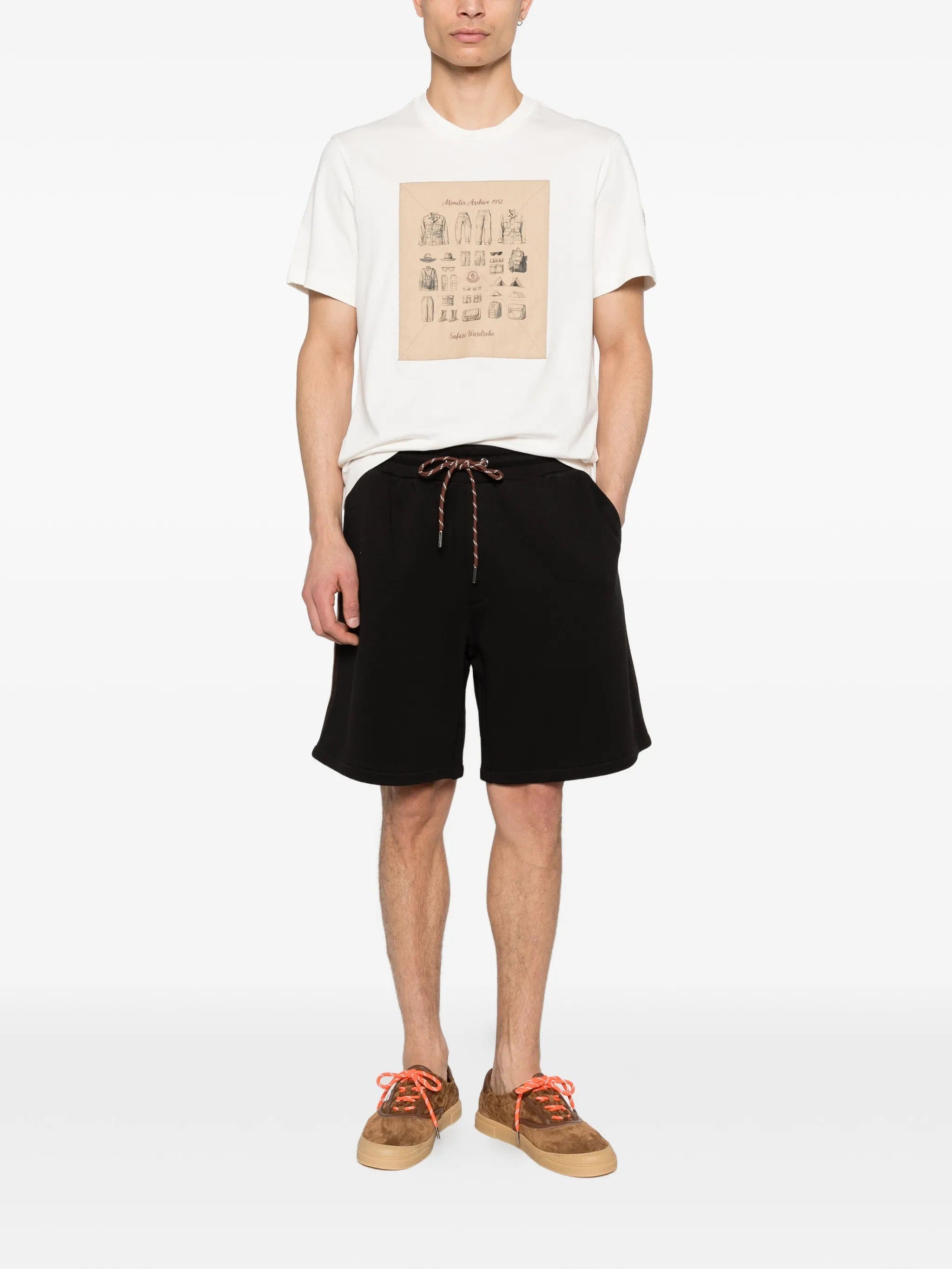 Moncler drawstring side stripe shorts