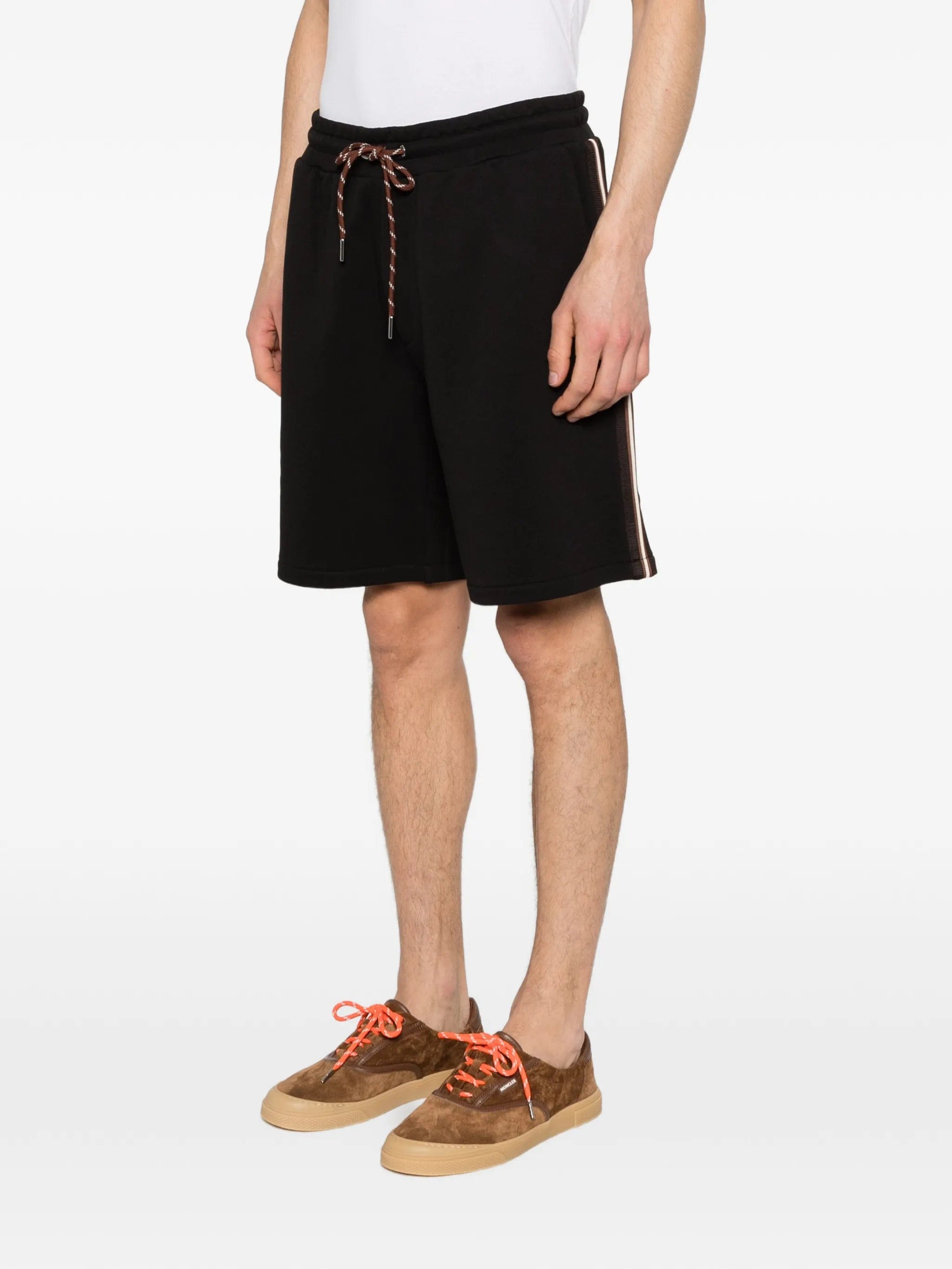 Moncler drawstring side stripe shorts