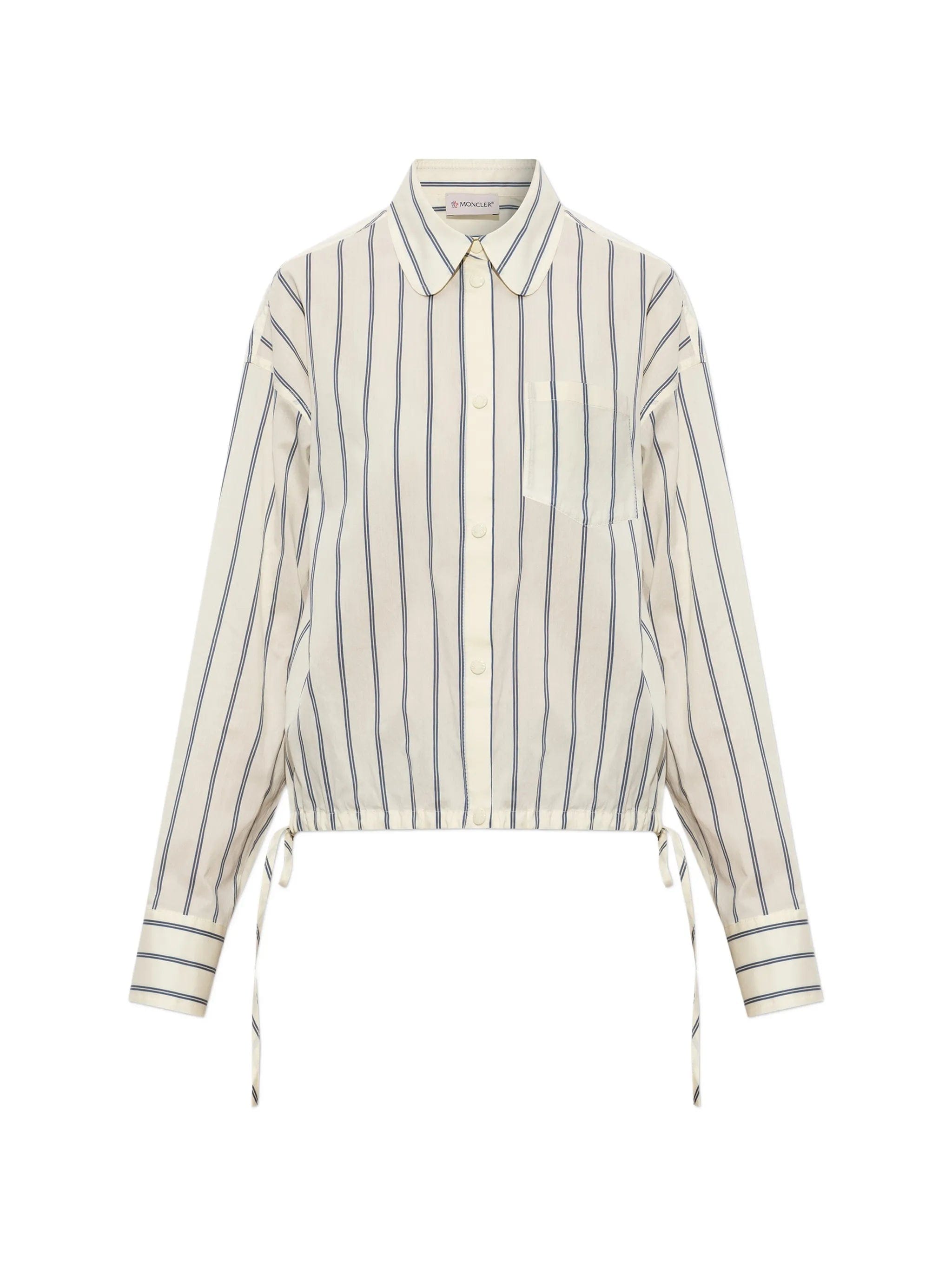 Moncler drawstring - details striped cotton shirt