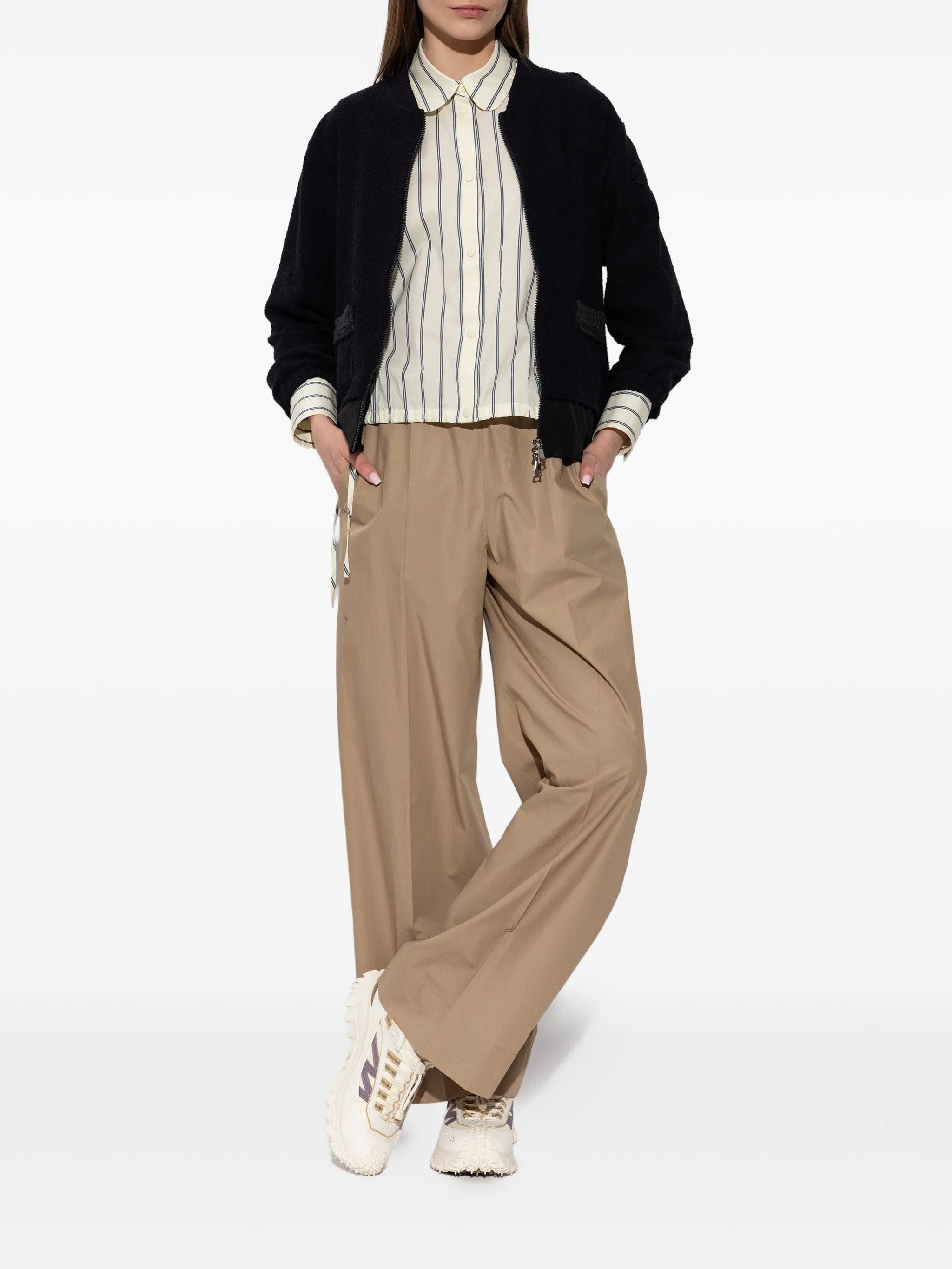 Moncler drawstring - details striped cotton shirt