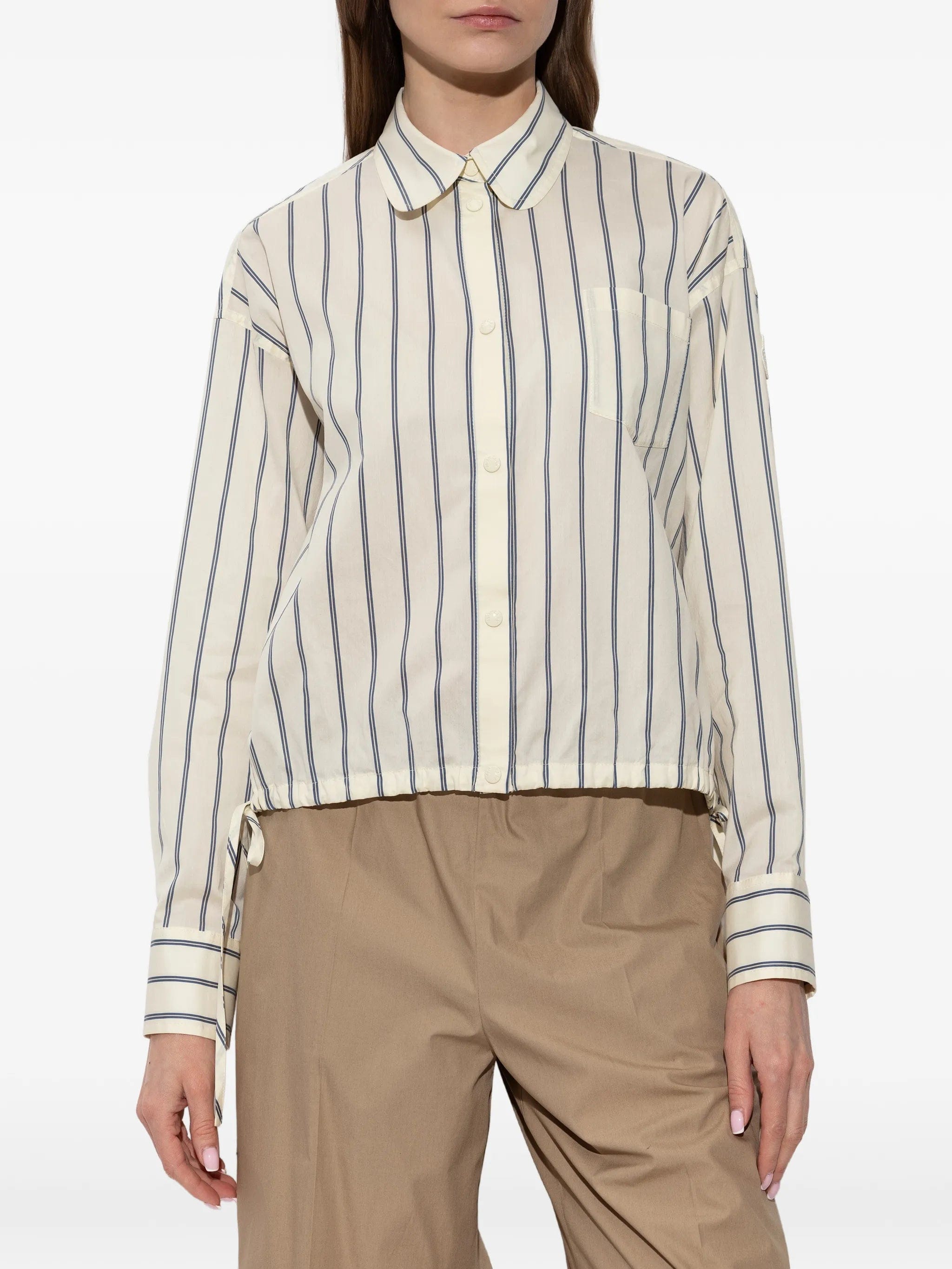 Moncler drawstring - details striped cotton shirt