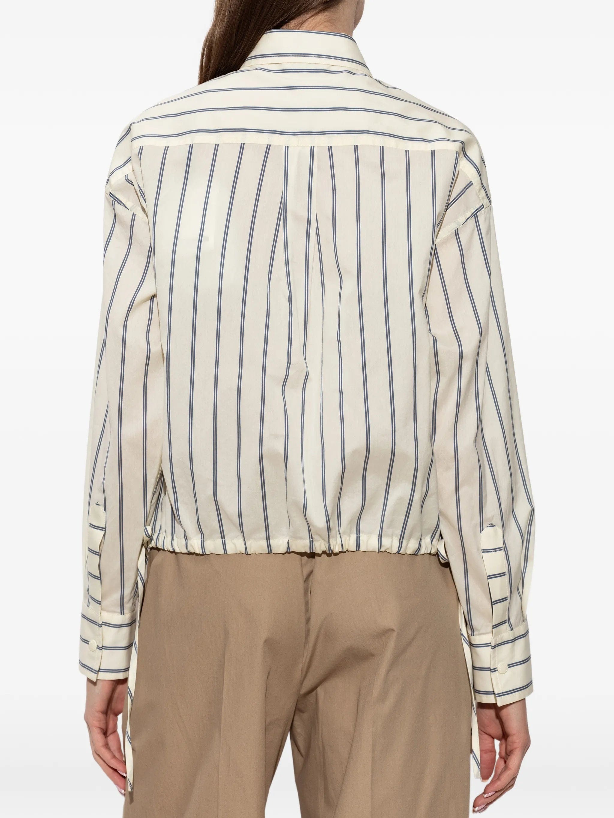 Moncler drawstring - details striped cotton shirt