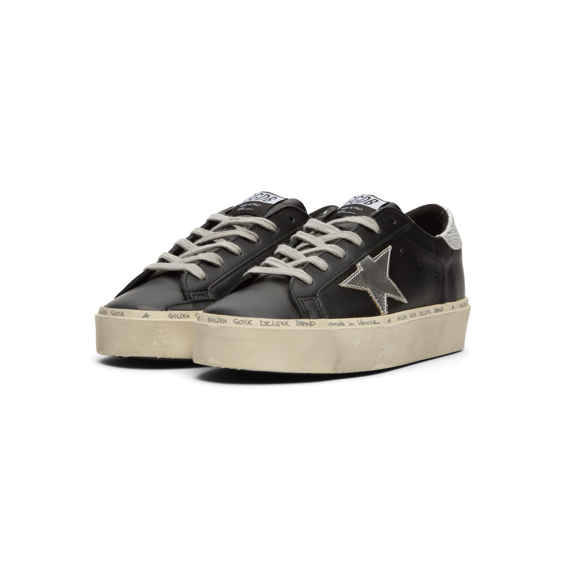 Golden Goose Hi Star Leather Upper Laminated Star (Black/Silver)