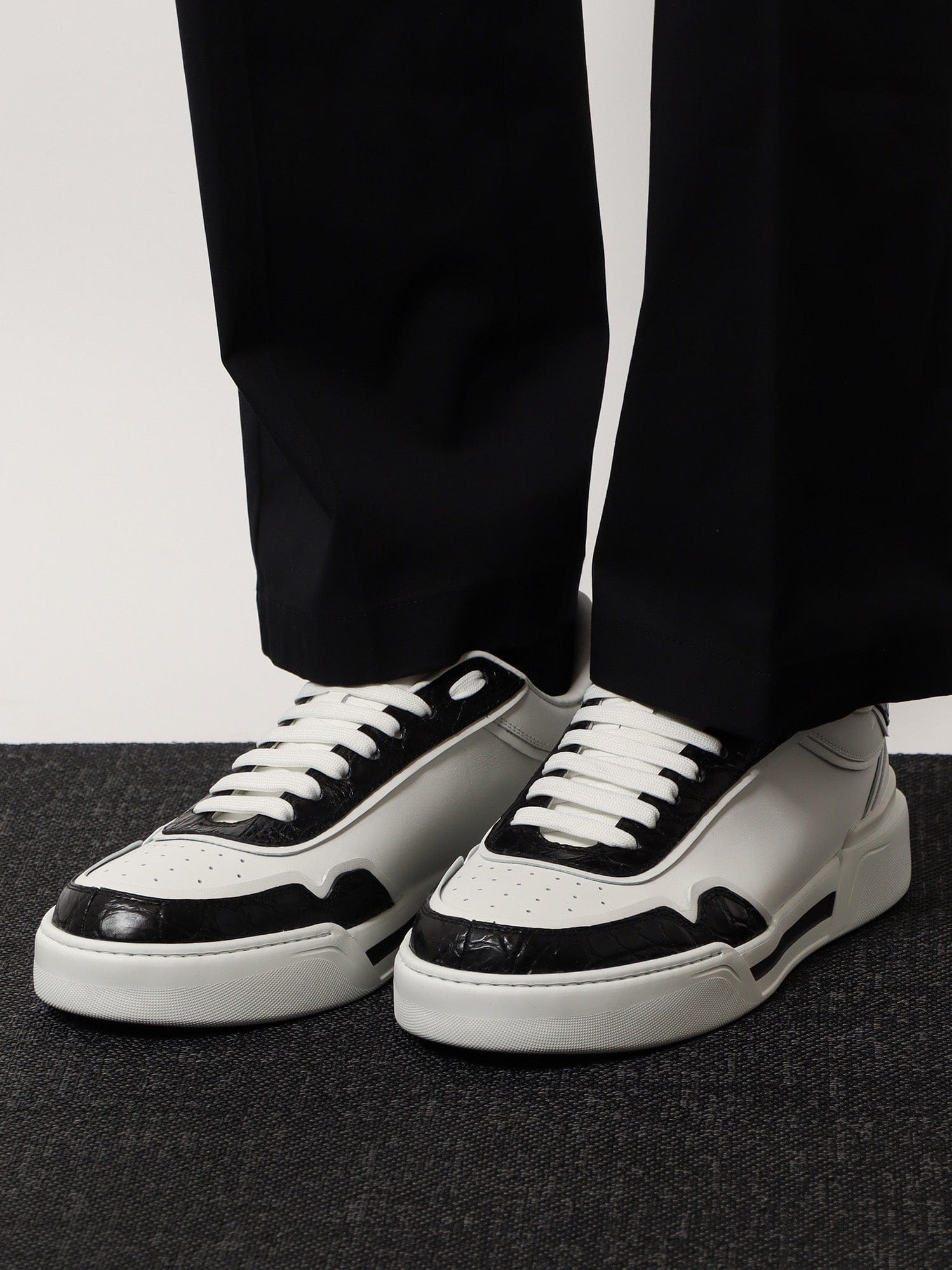 Dolce & Gabbana New Roma leather sneakers with crocodile details