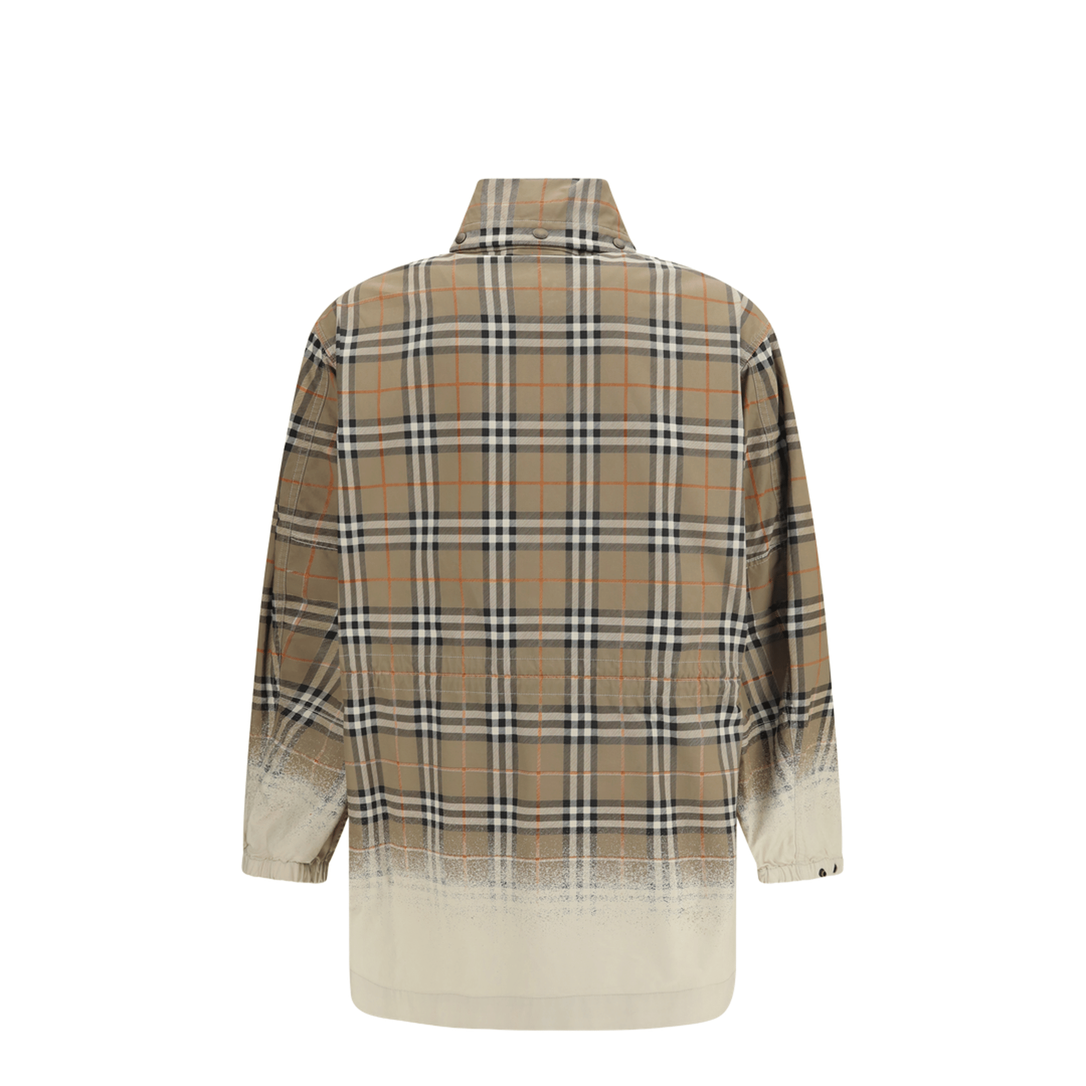 Burberry Gabardine Parka With Faded Check Print