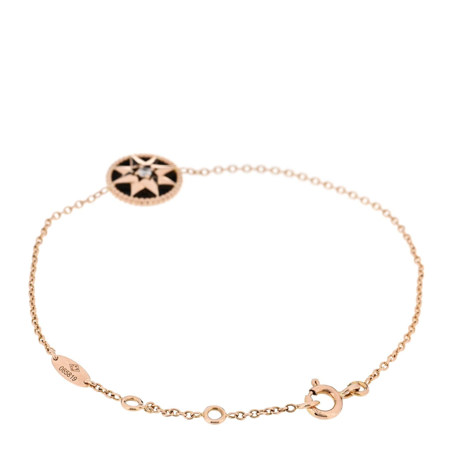 Christian Dior 18K Rose Gold Diamond Black Onyx Rose Des Vents Bracelet