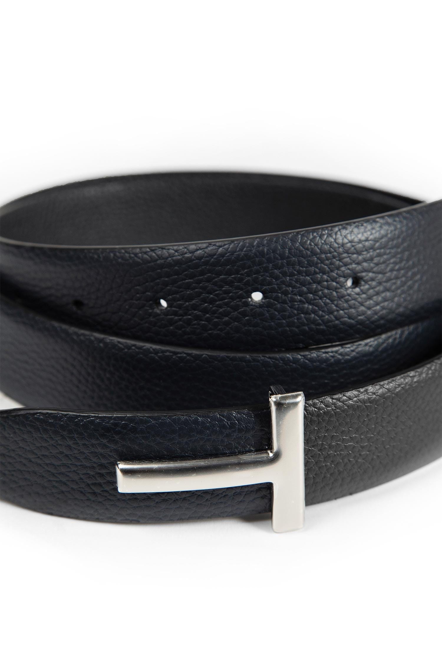 TOM FORD Grain Leather Metal T Reversible Belt