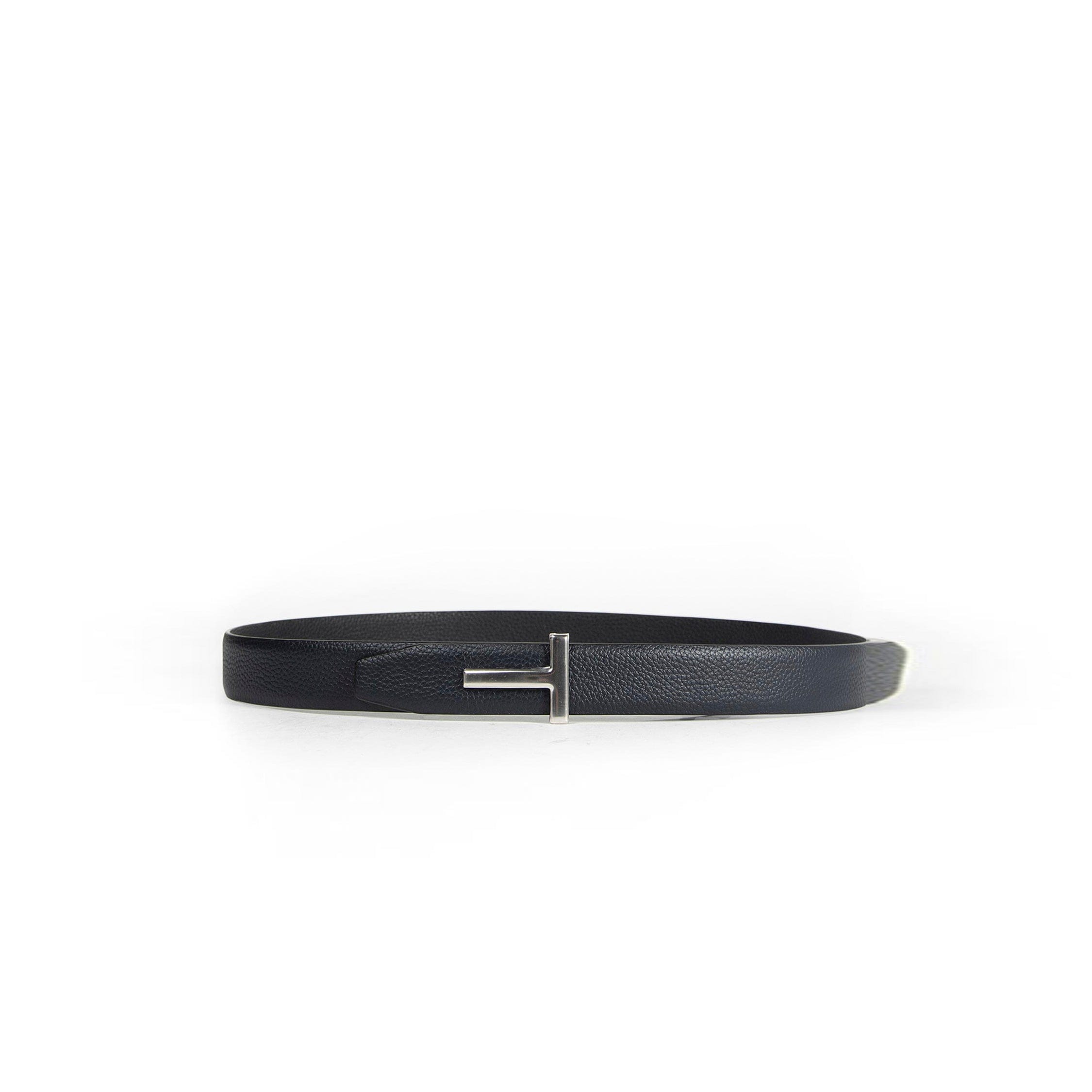 TOM FORD Grain Leather Metal T Reversible Belt
