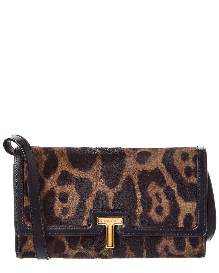 Tom Ford T Plaque Haircalf & Leather Wallet On Chain