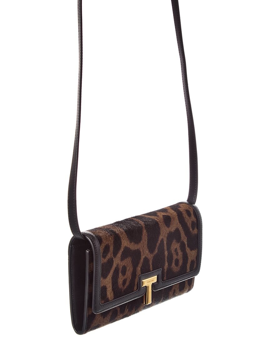 Tom Ford T Plaque Haircalf & Leather Wallet On Chain