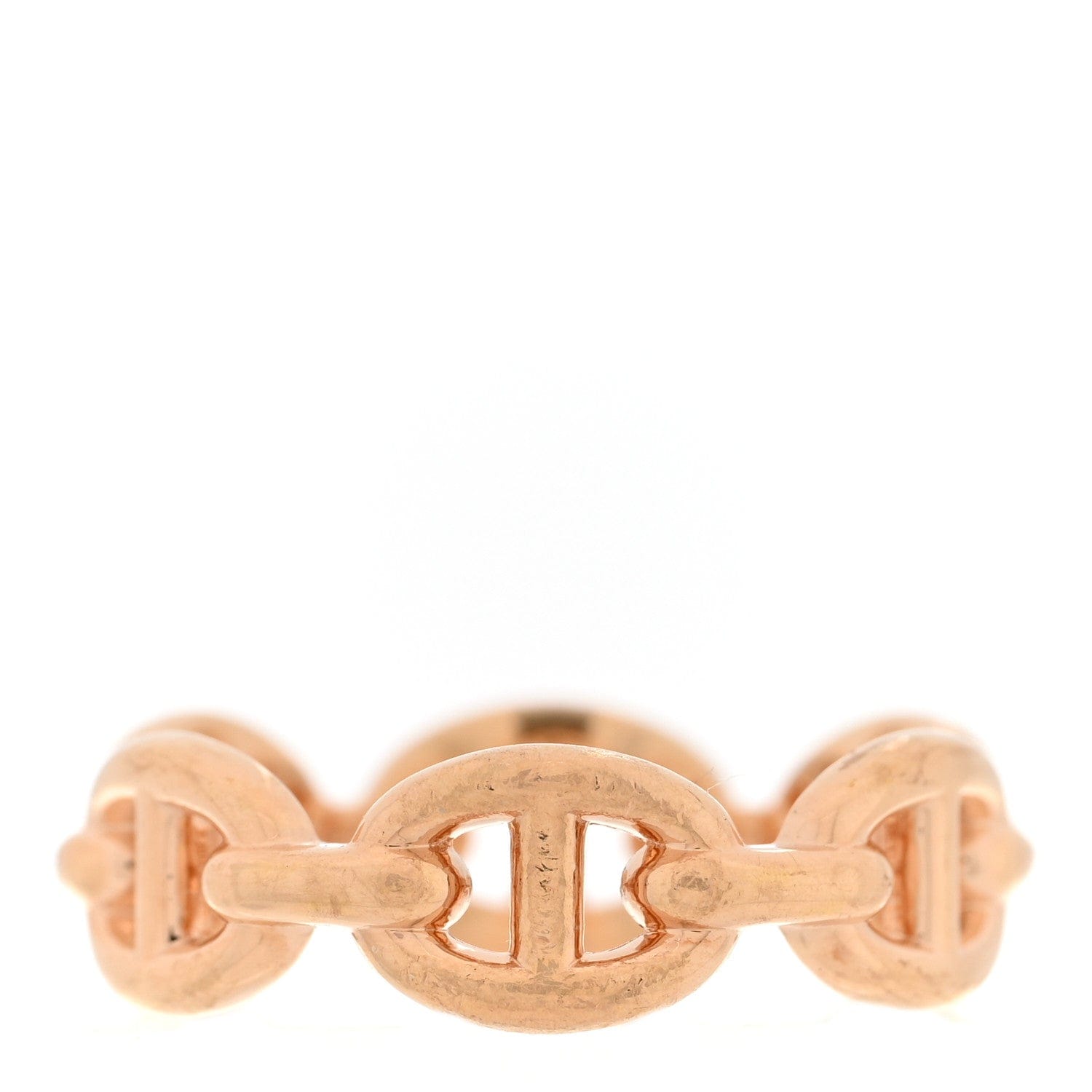 Hermes 18K Rose Gold PM Chaine d'Ancre Enchainee Ring 50 5.25