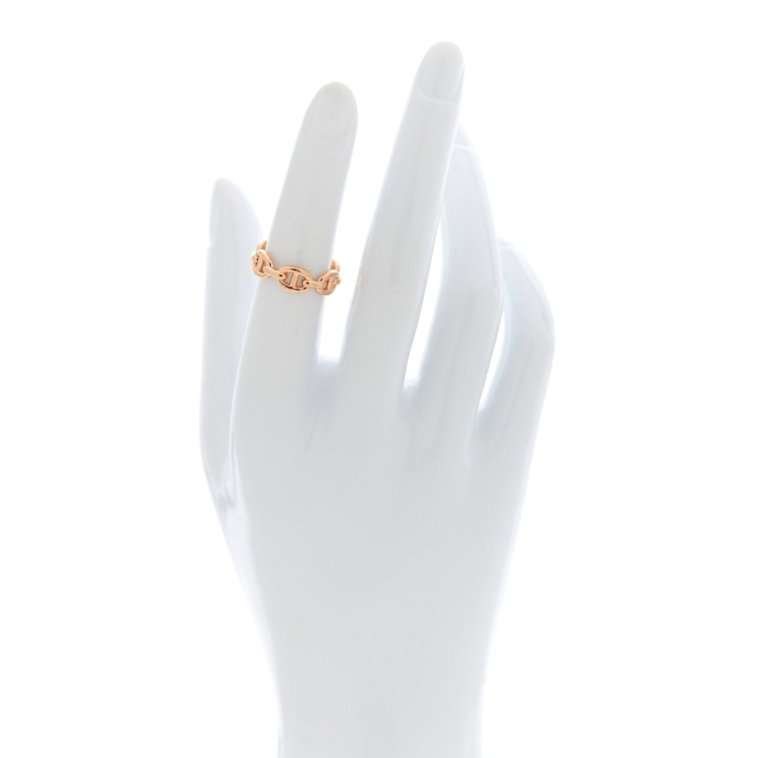 Hermes 18K Rose Gold PM Chaine d'Ancre Enchainee Ring 50 5.25