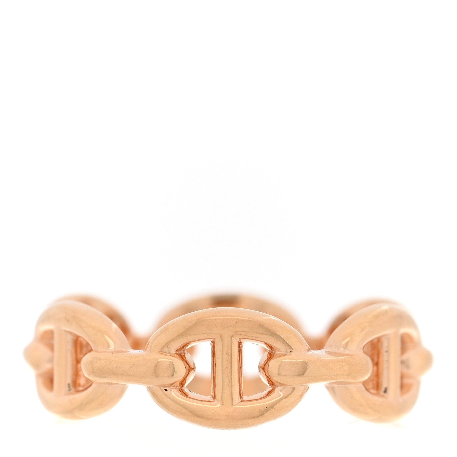 Hermes 18K Rose Gold PM Chaine d'Ancre Enchainee Ring 50 5.25