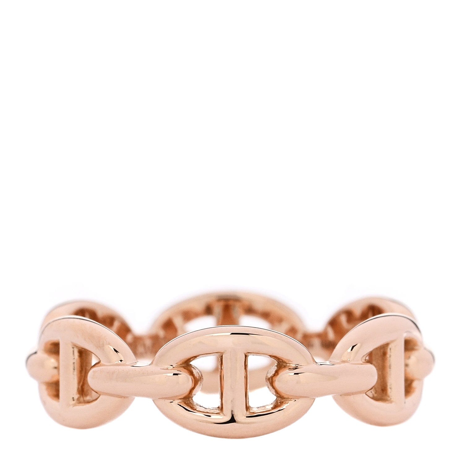 Hermes 18K Rose Gold PM Chaine d'Ancre Enchainee Ring 53 6.5