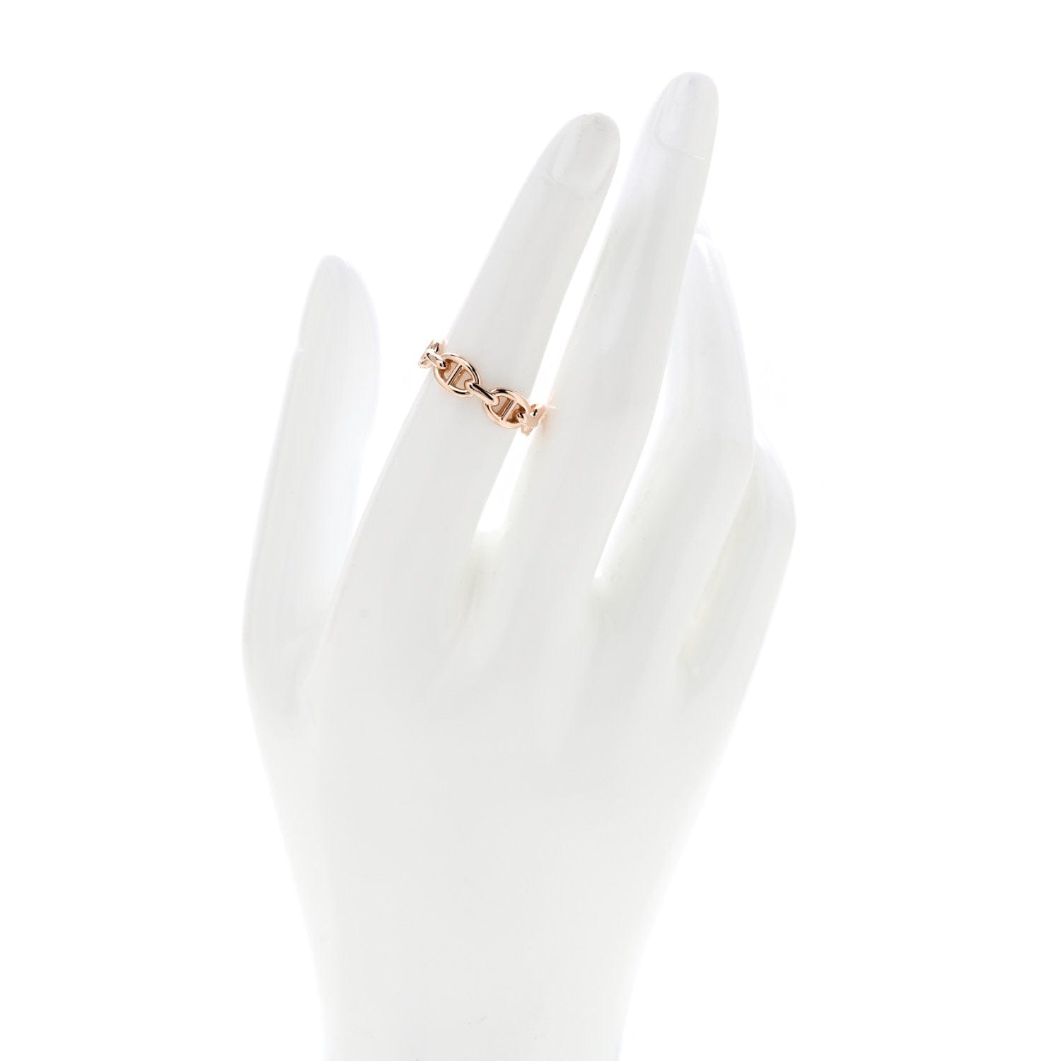 Hermes 18K Rose Gold PM Chaine d'Ancre Enchainee Ring 53 6.5