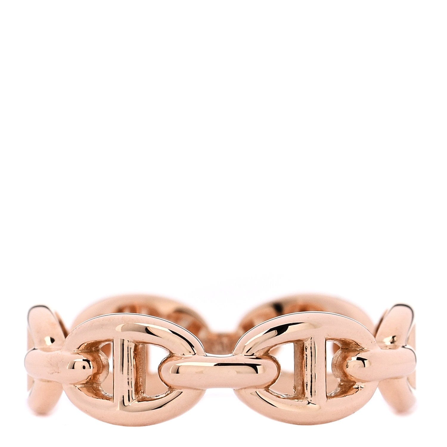 Hermes 18K Rose Gold PM Chaine d'Ancre Enchainee Ring 53 6.5