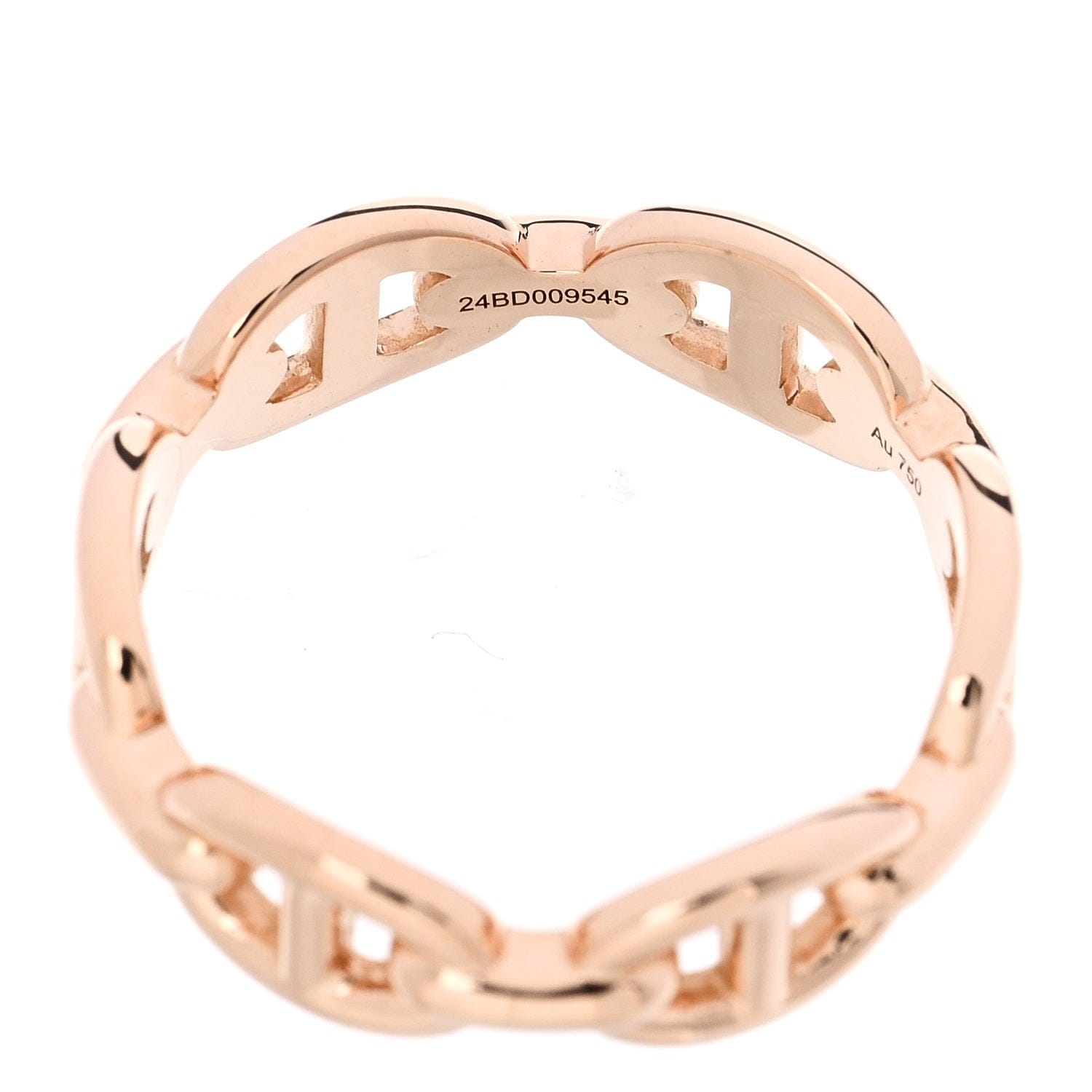 Hermes 18K Rose Gold PM Chaine d'Ancre Enchainee Ring 53 6.5