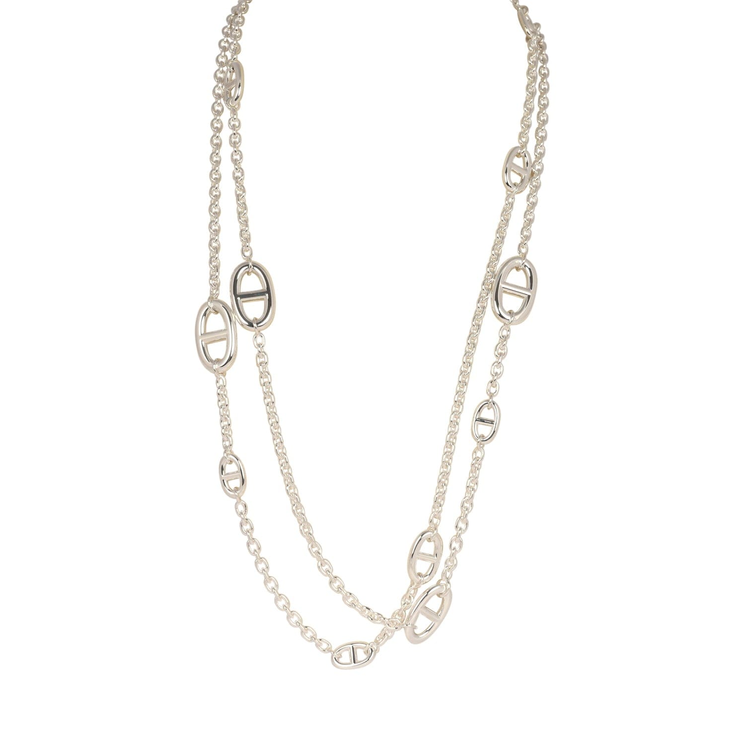 Hermes Farandole Rope Necklace 120 cm Sterling Silver Hardware