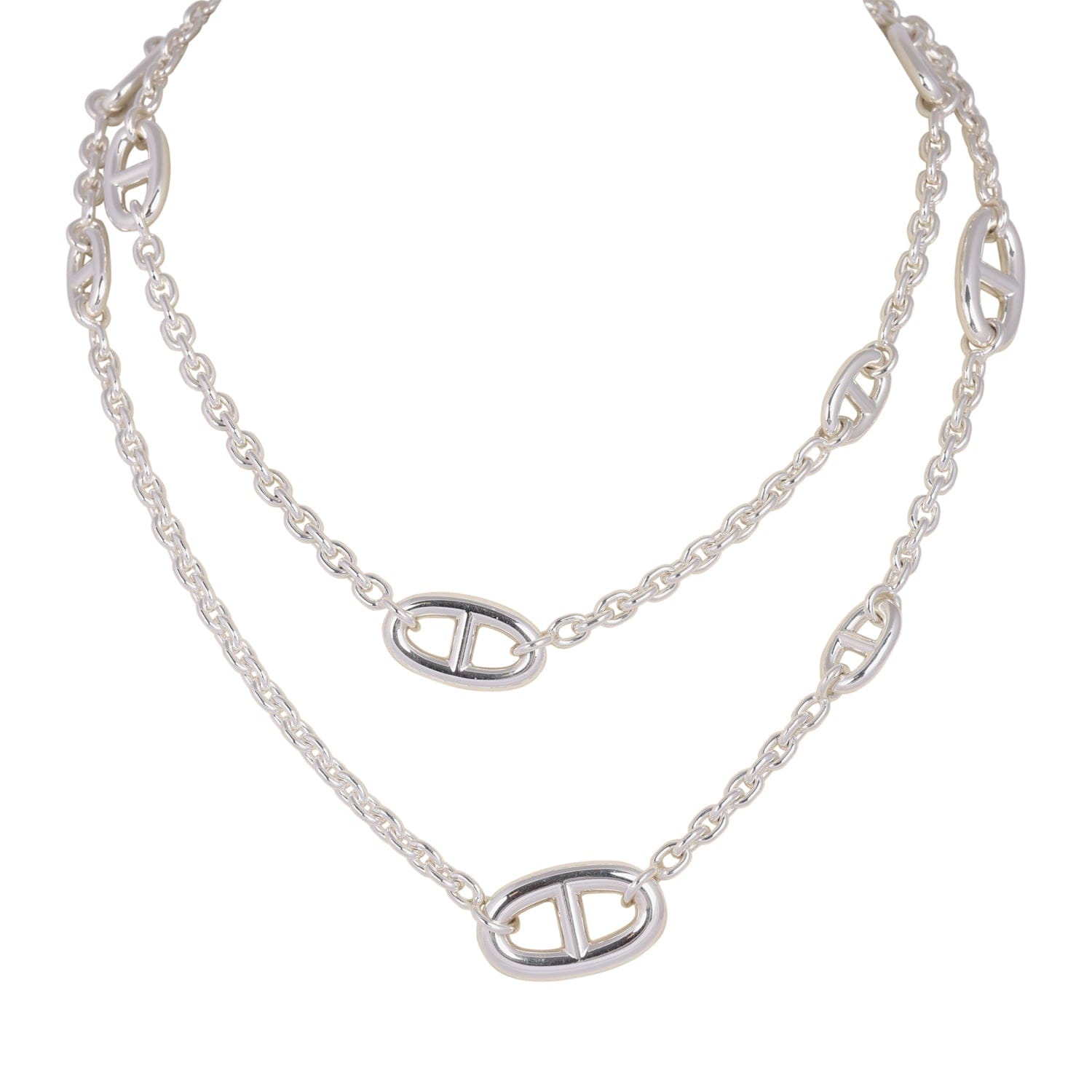 Hermes Farandole Rope Necklace 80 cm Sterling Silver Hardware