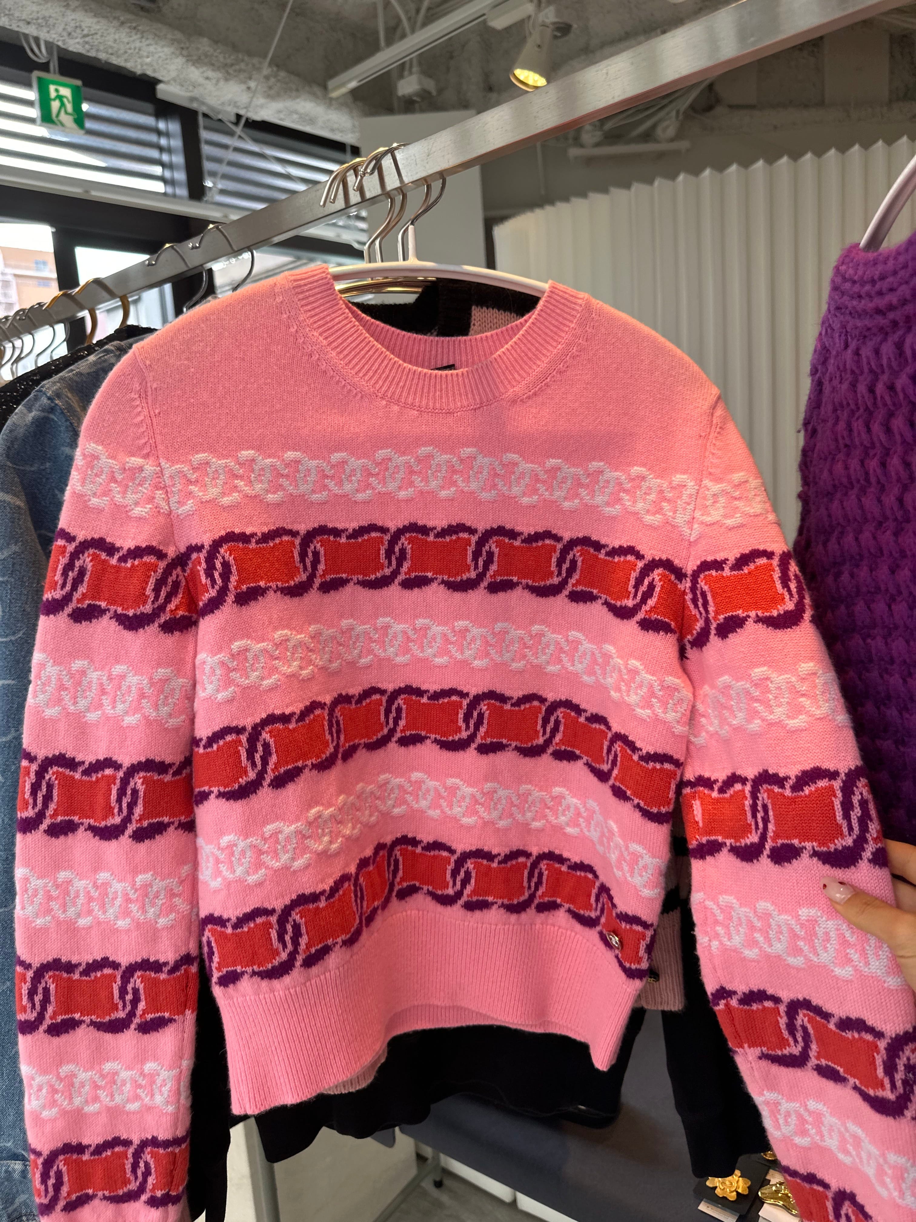 CHANEL CHAIN PINK SWEATER 34 ANCJP1001