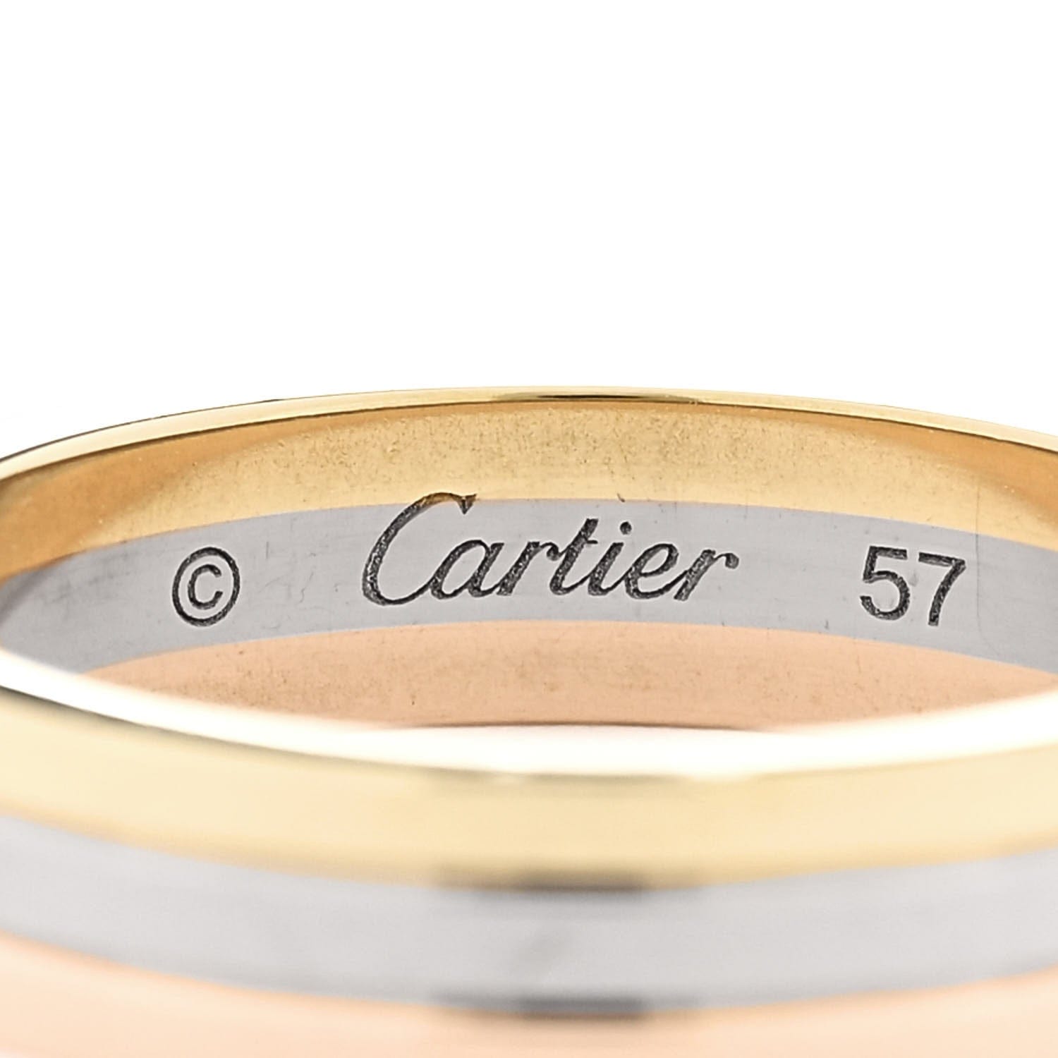 Cartier 18K Pink White Yellow Gold 4.8 mm Vendome Louis Cartier Wedding Band Ring 57 8