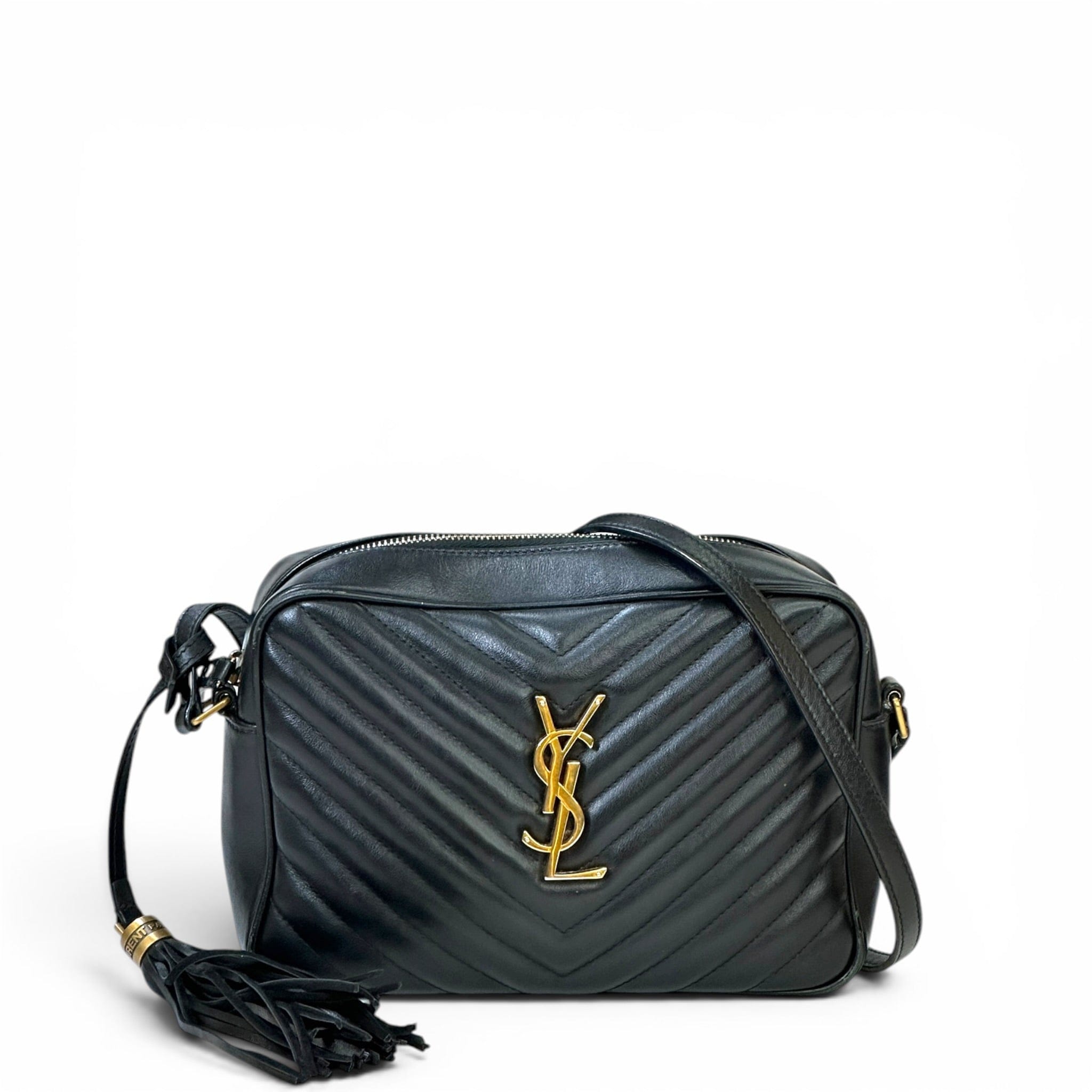YVES SAINT Laurent Saint Laurent Lou Camera Bag Black Quilted Leather