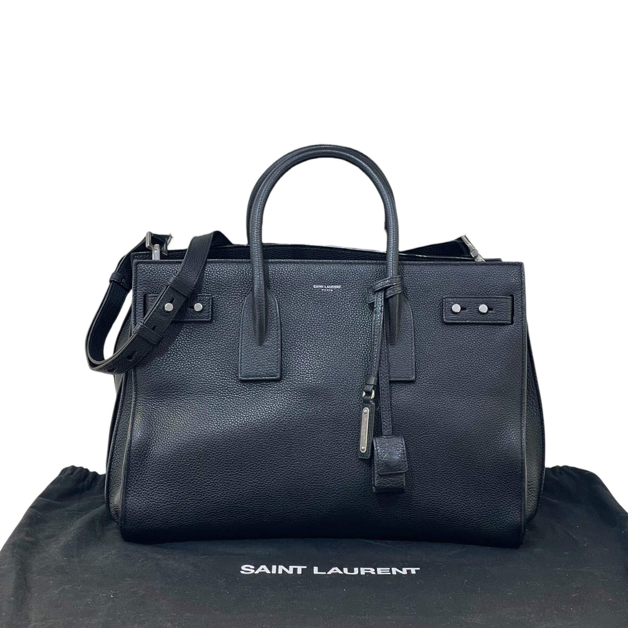 YVES SAINT Laurent Saint Laurent Sac De Jour Large Black Grained Leather