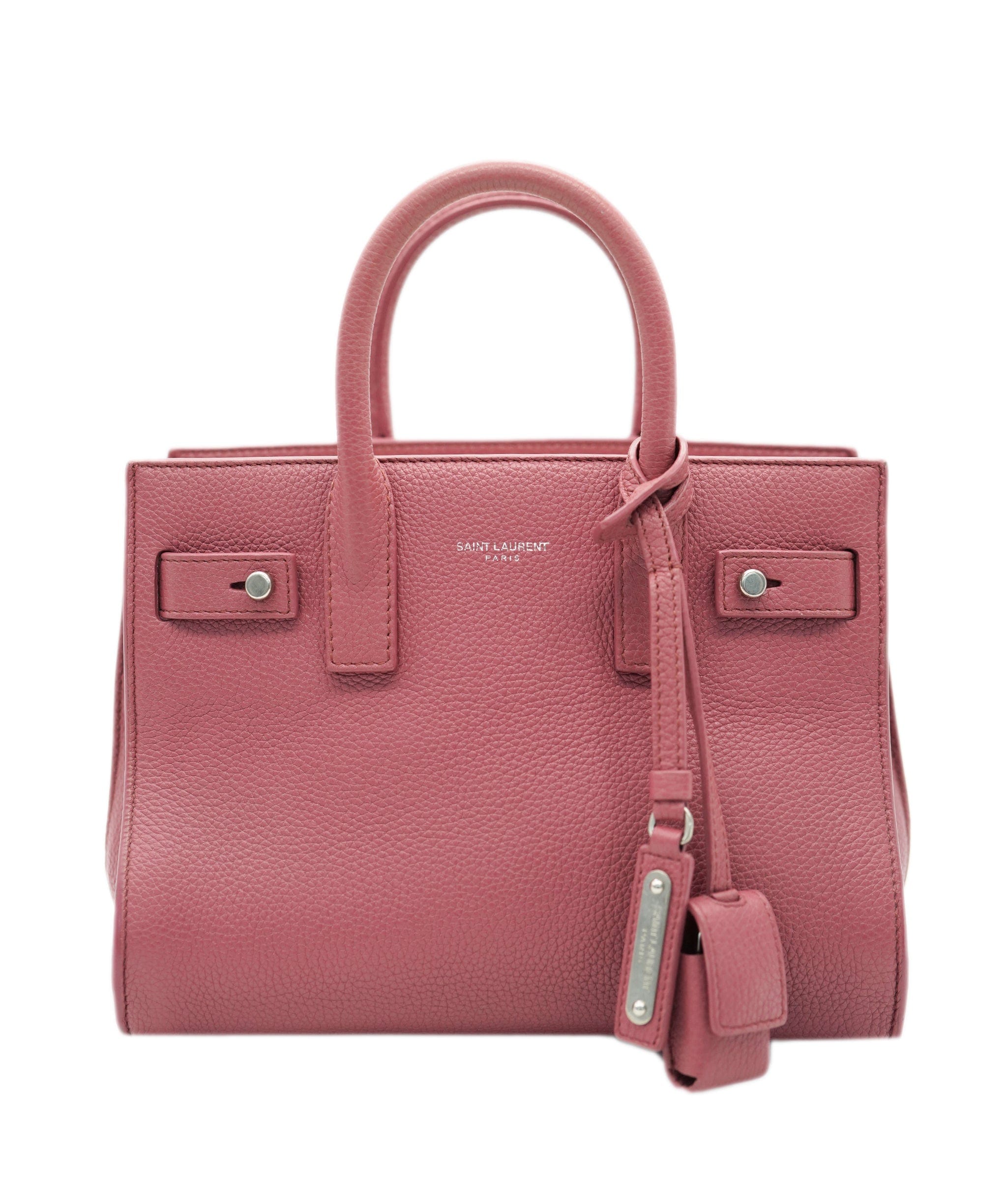 Yves Saint Laurent YSL Small Pink Grained Leather Sac De Jour Bag PHW AGC1722