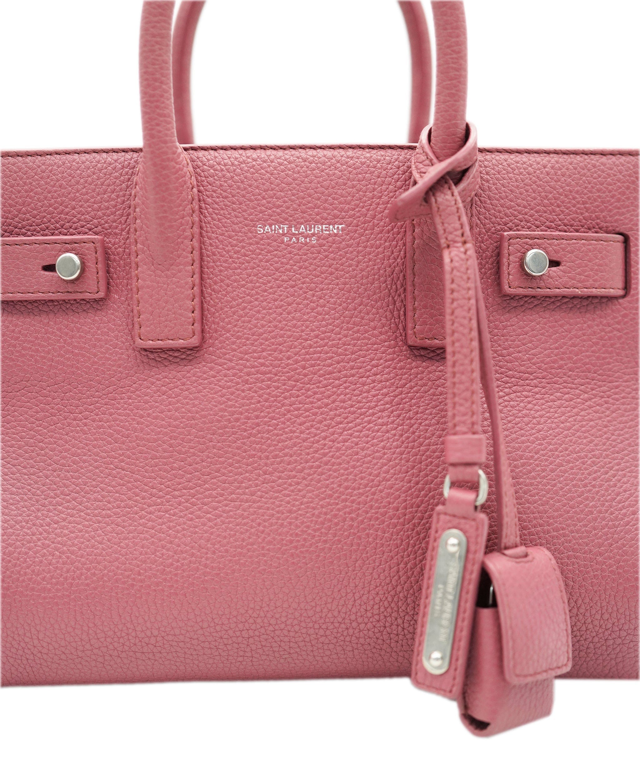 Yves Saint Laurent YSL Small Pink Grained Leather Sac De Jour Bag PHW AGC1722