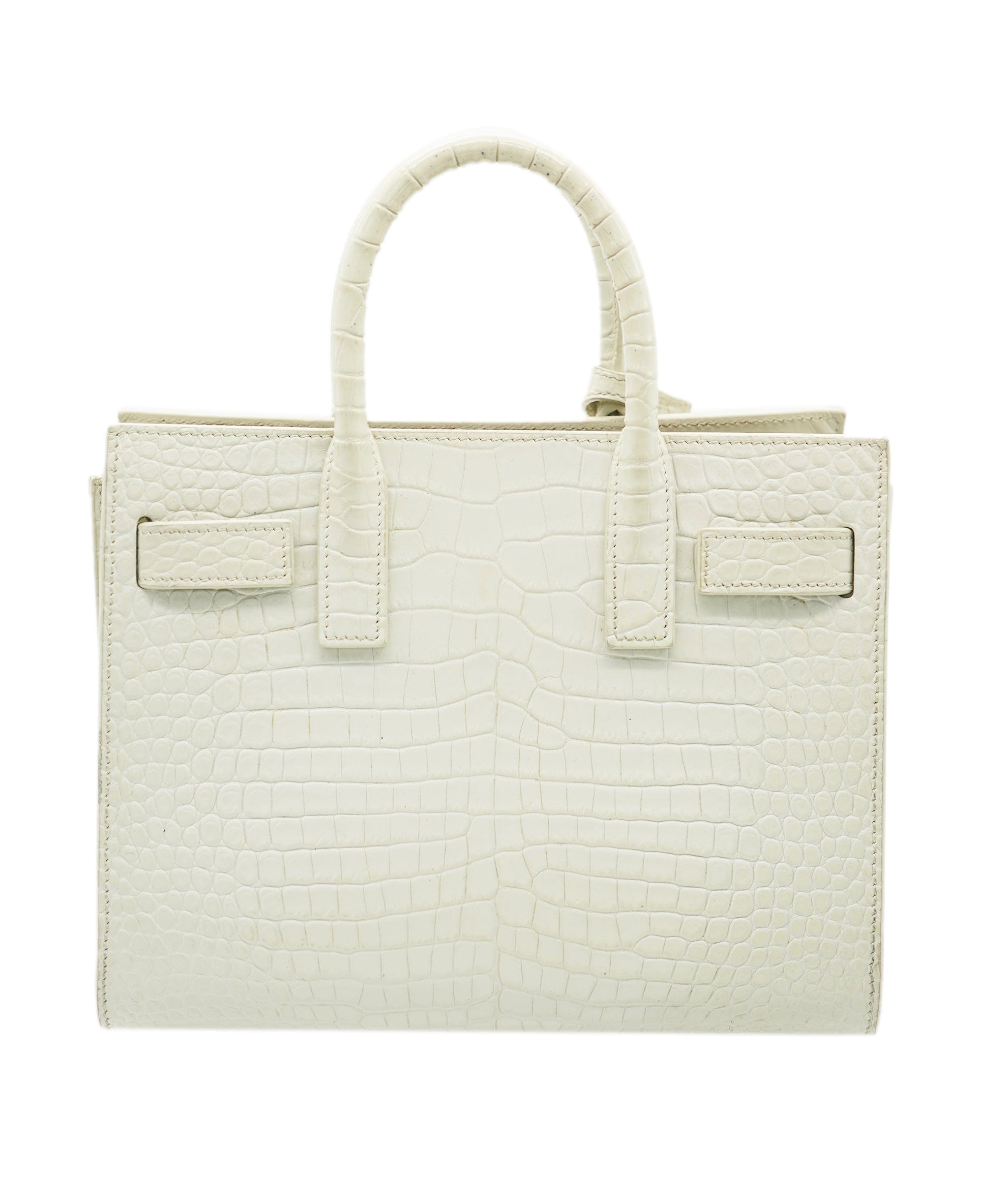 Yves Saint Laurent Saint Laurent Crocodile Embossed Cream Leather Sac De Jour Small AGC2115