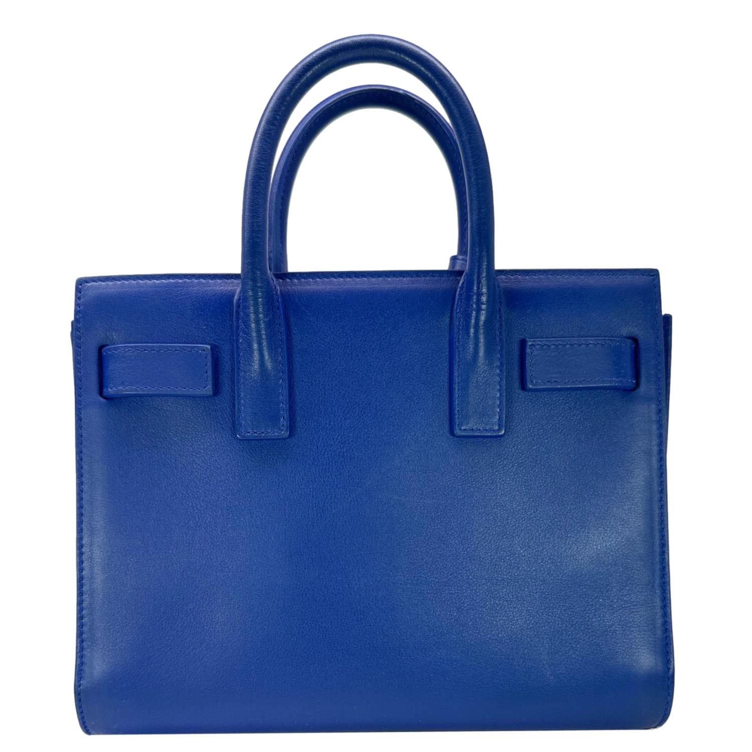 YVES SAINT LAURENT Sac de Jour Nano Leather Satchel Bag Blue