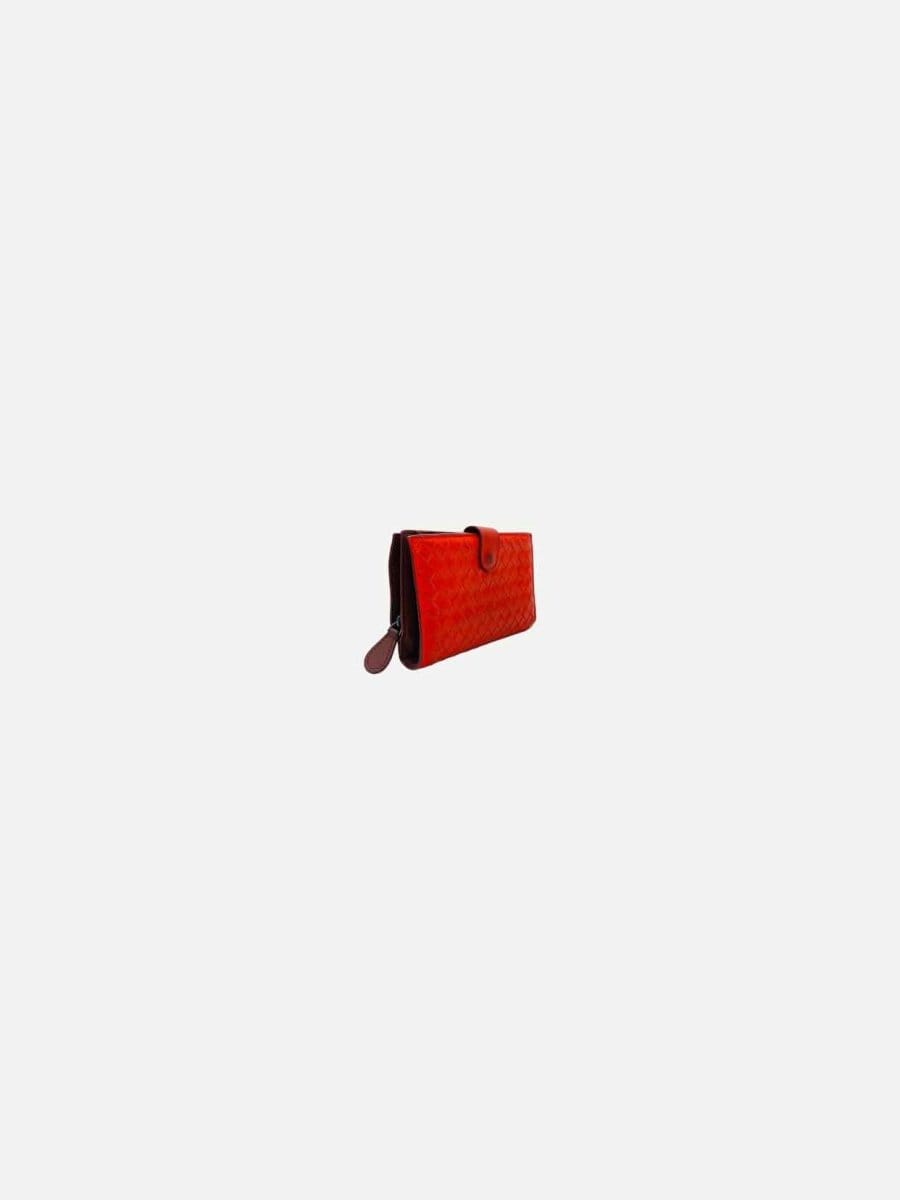 Bottega Veneta Red Intrecciato Continental Wallet