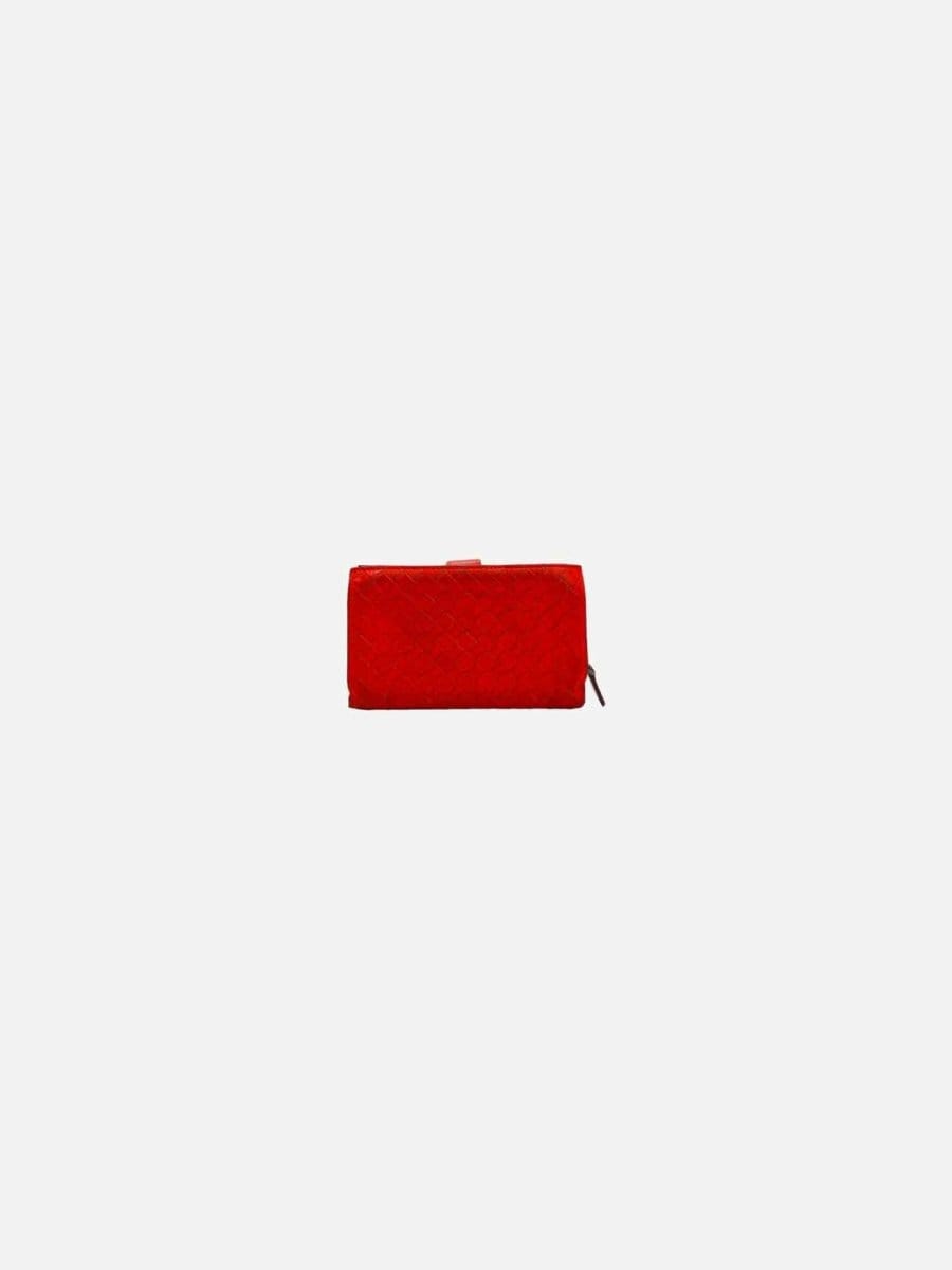 Bottega Veneta Red Intrecciato Continental Wallet