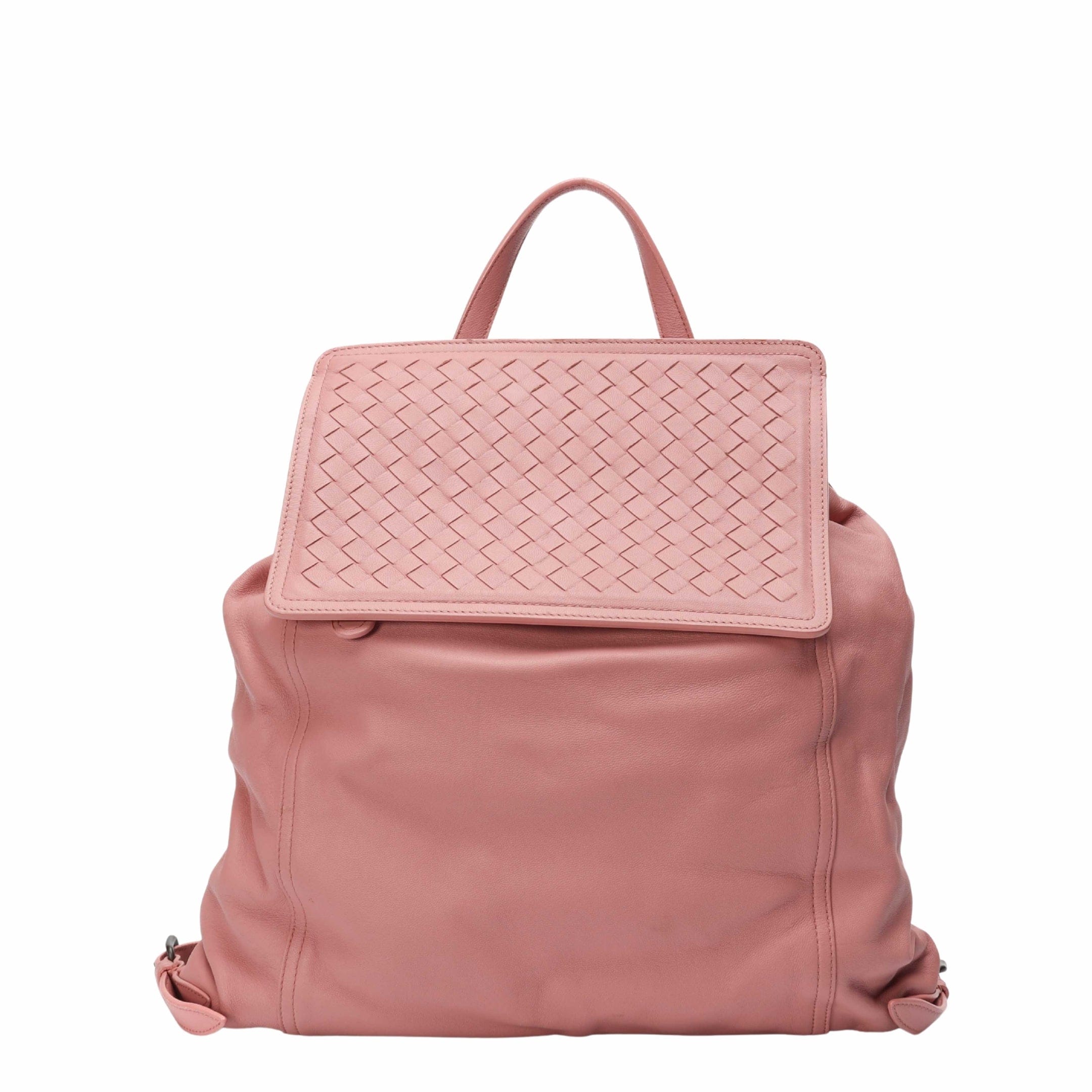 Bottega Veneta Pink Intrecciato Leather Backpack