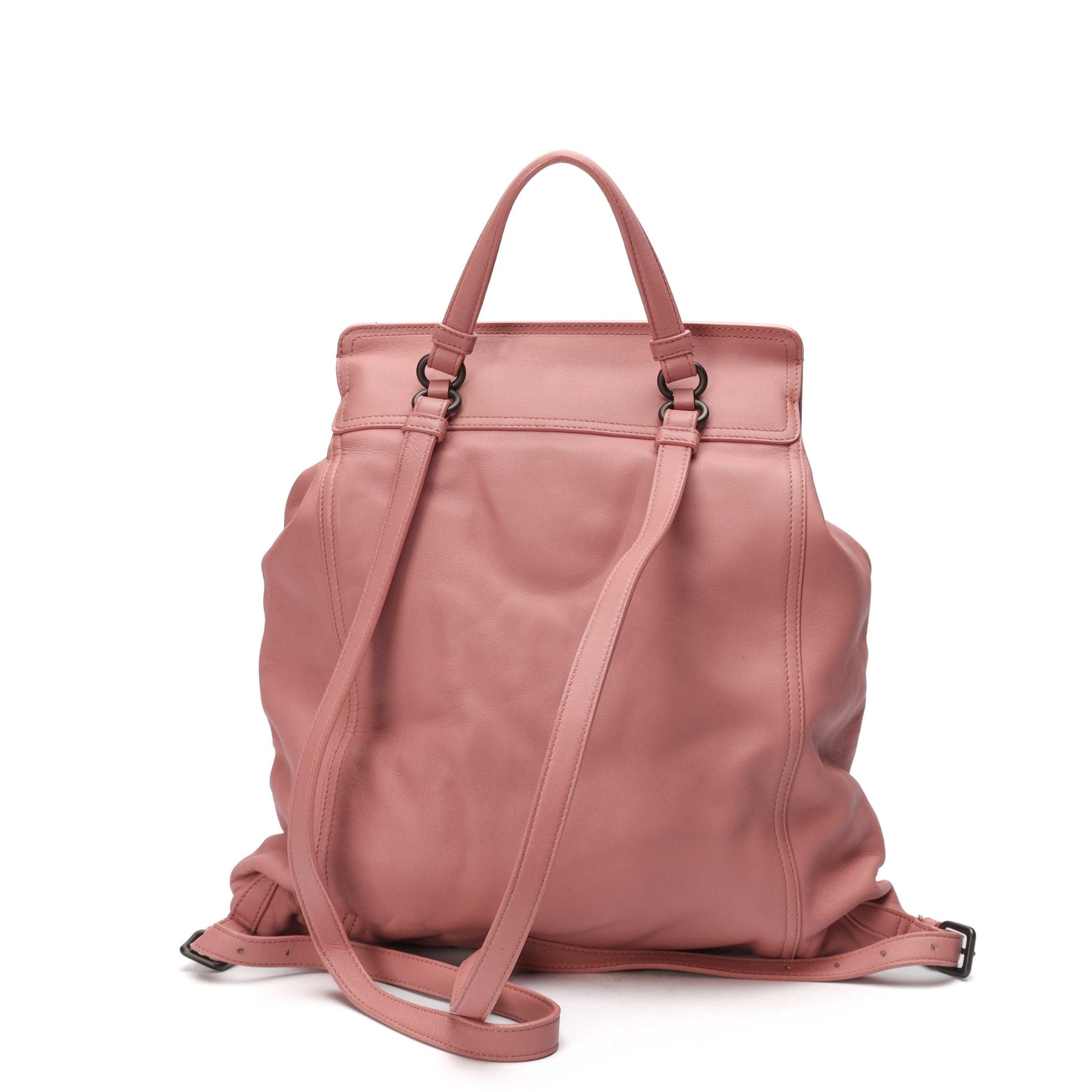 Bottega Veneta Pink Intrecciato Leather Backpack