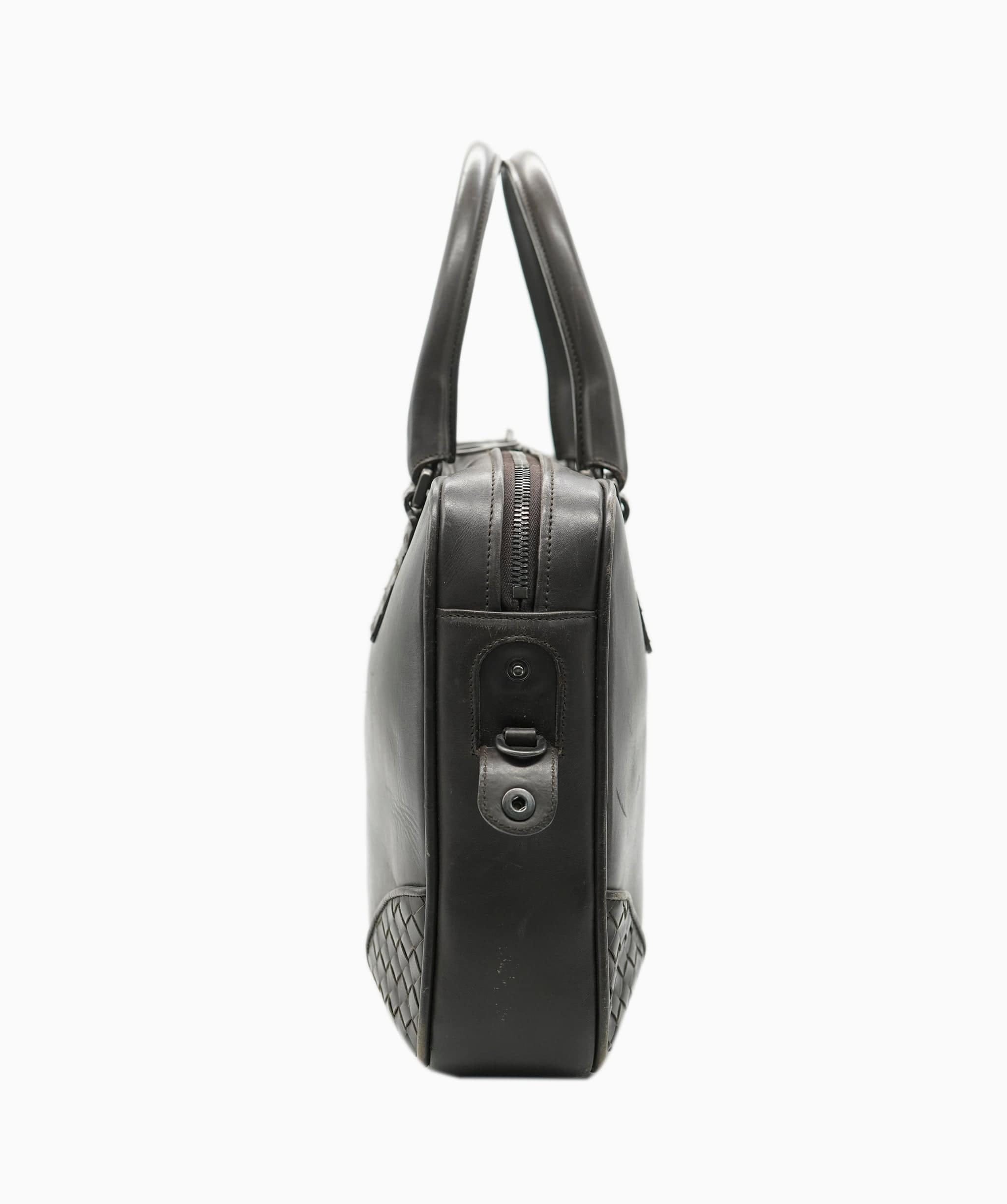 Bottega Veneta Intrecciato Trim Leather Briefcase - APC0006